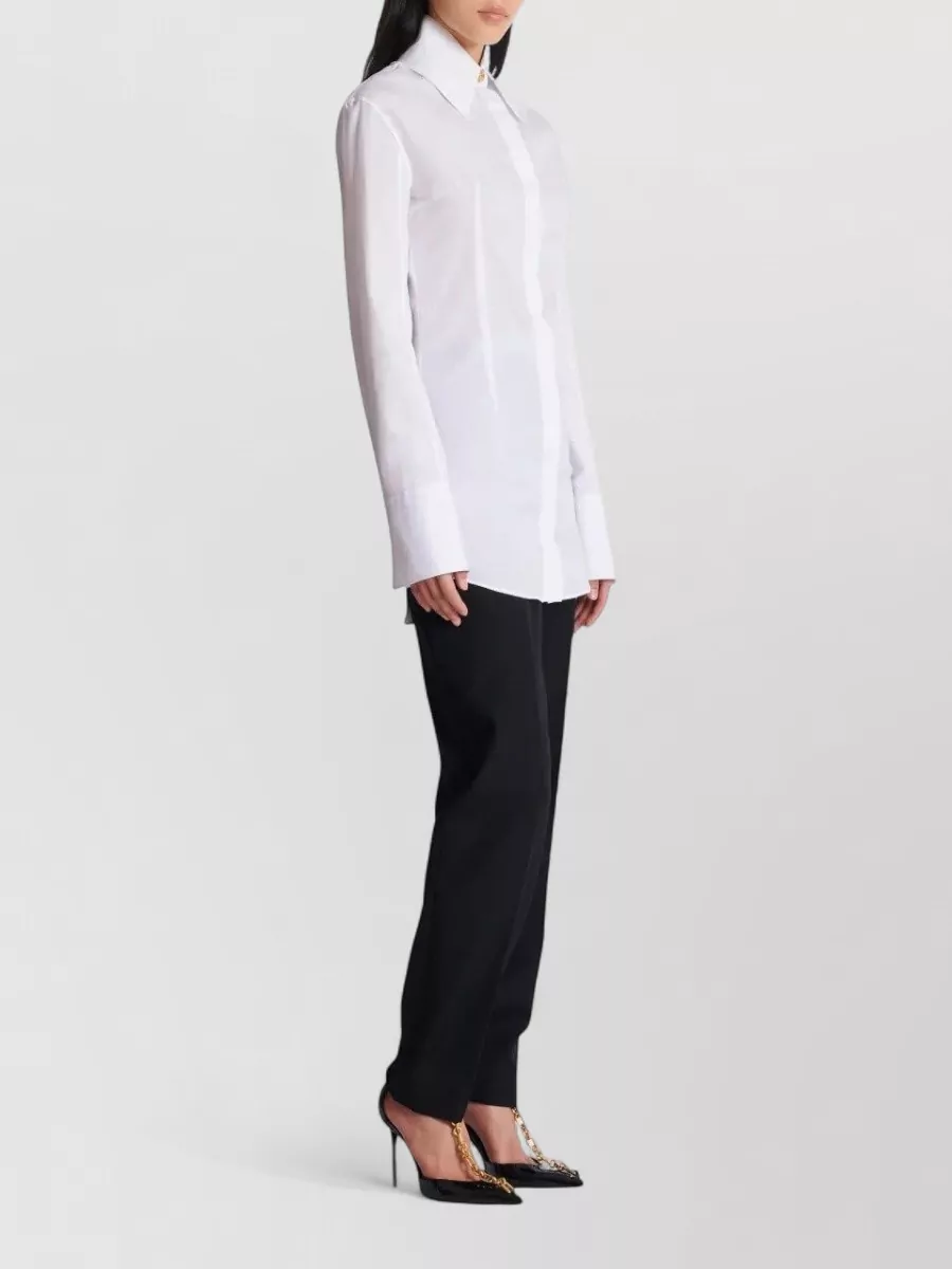 Balmain Cotton Poplin Shirt Long Fitted Cut