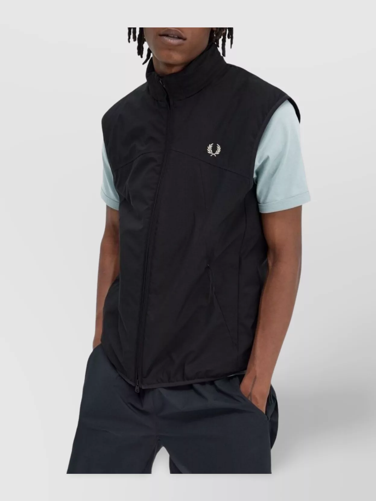 Fred Perry Logo Sleeveless Vests High Collar
