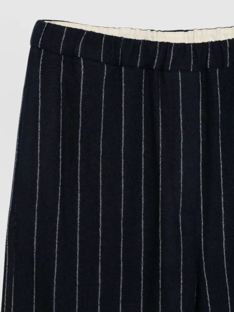Alysi Wool Pinstripe Elasticated Waist Straight-Leg Trousers