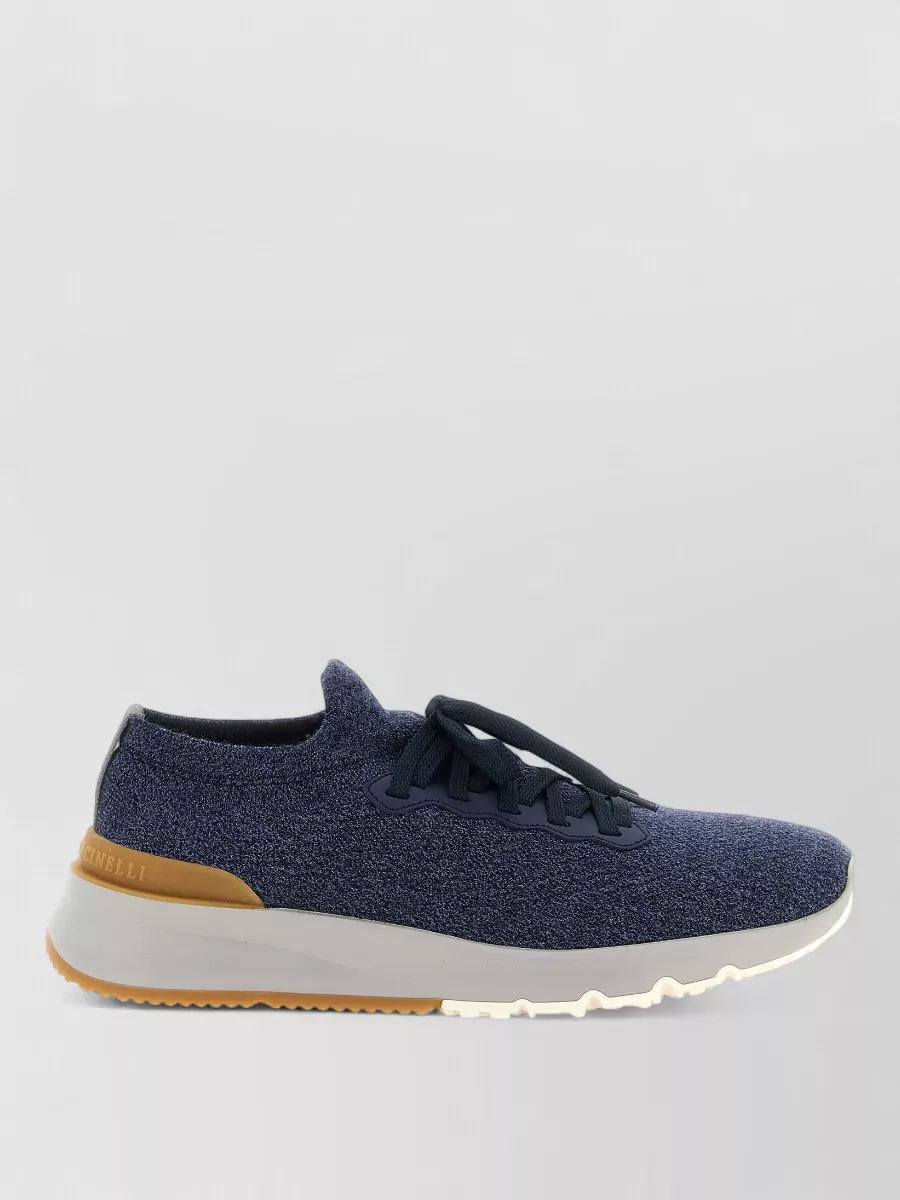 Brunello Cucinelli Jacquard Knit Lace-Up Sneakers