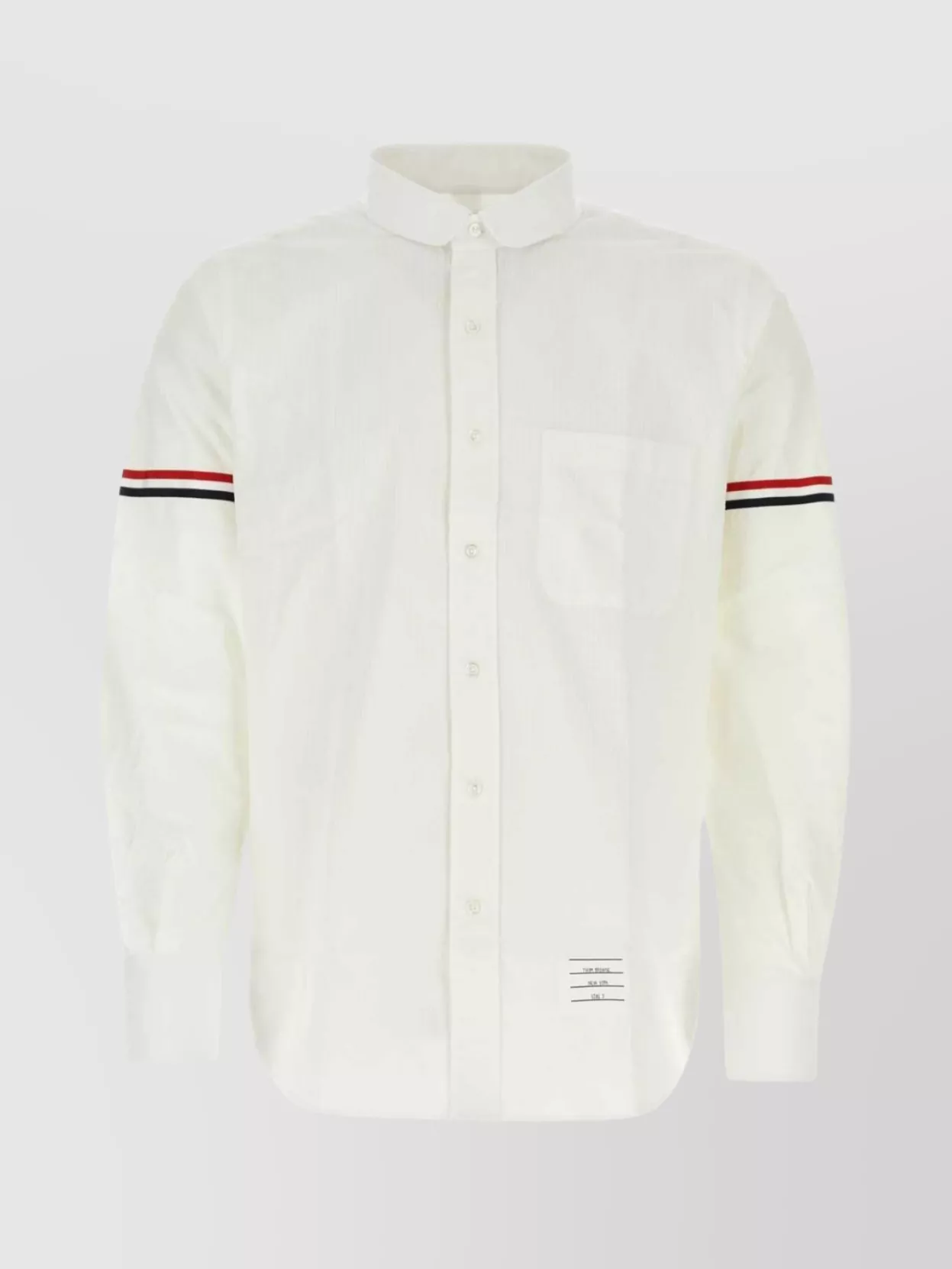 Shop Thom Browne Cotton Shirt With Collar And Striped Sleeves