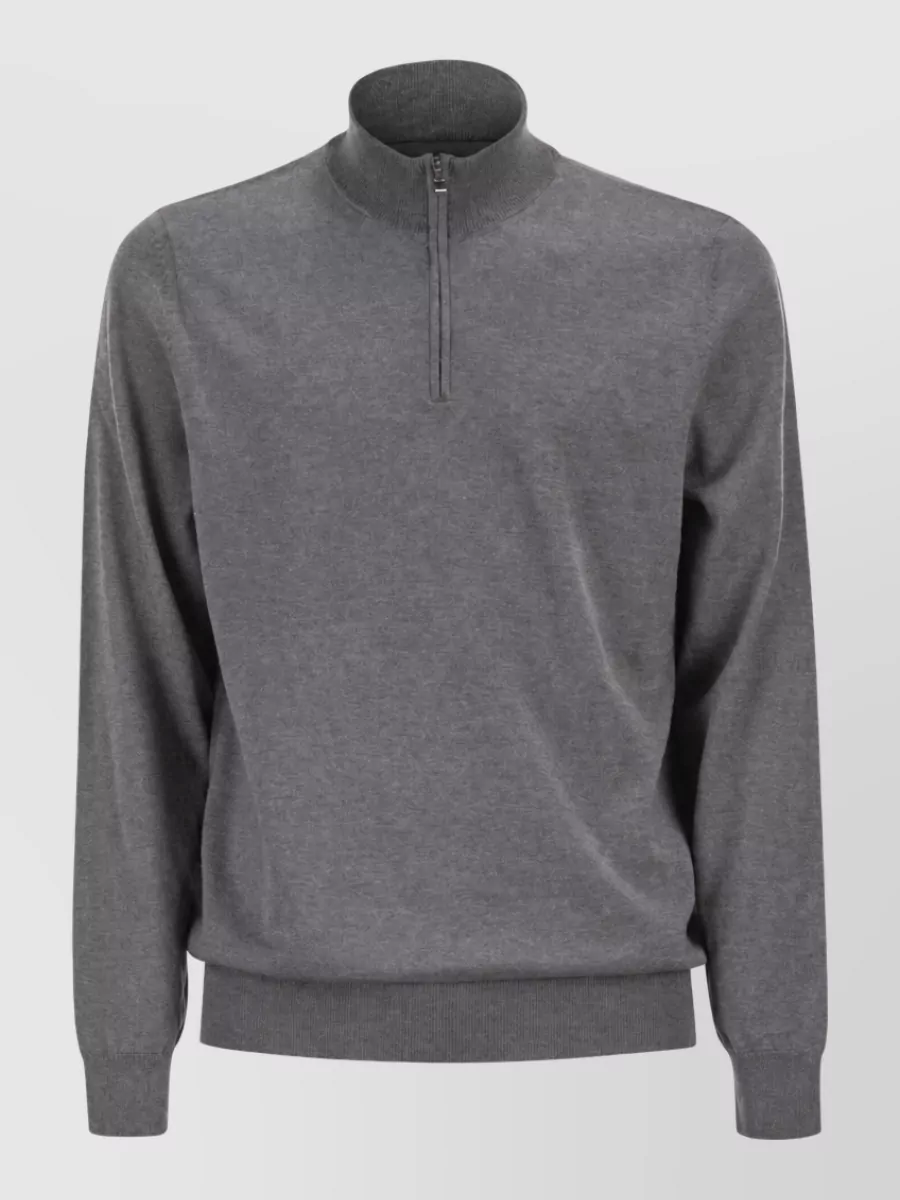Boss virgin wool zip collar jumper