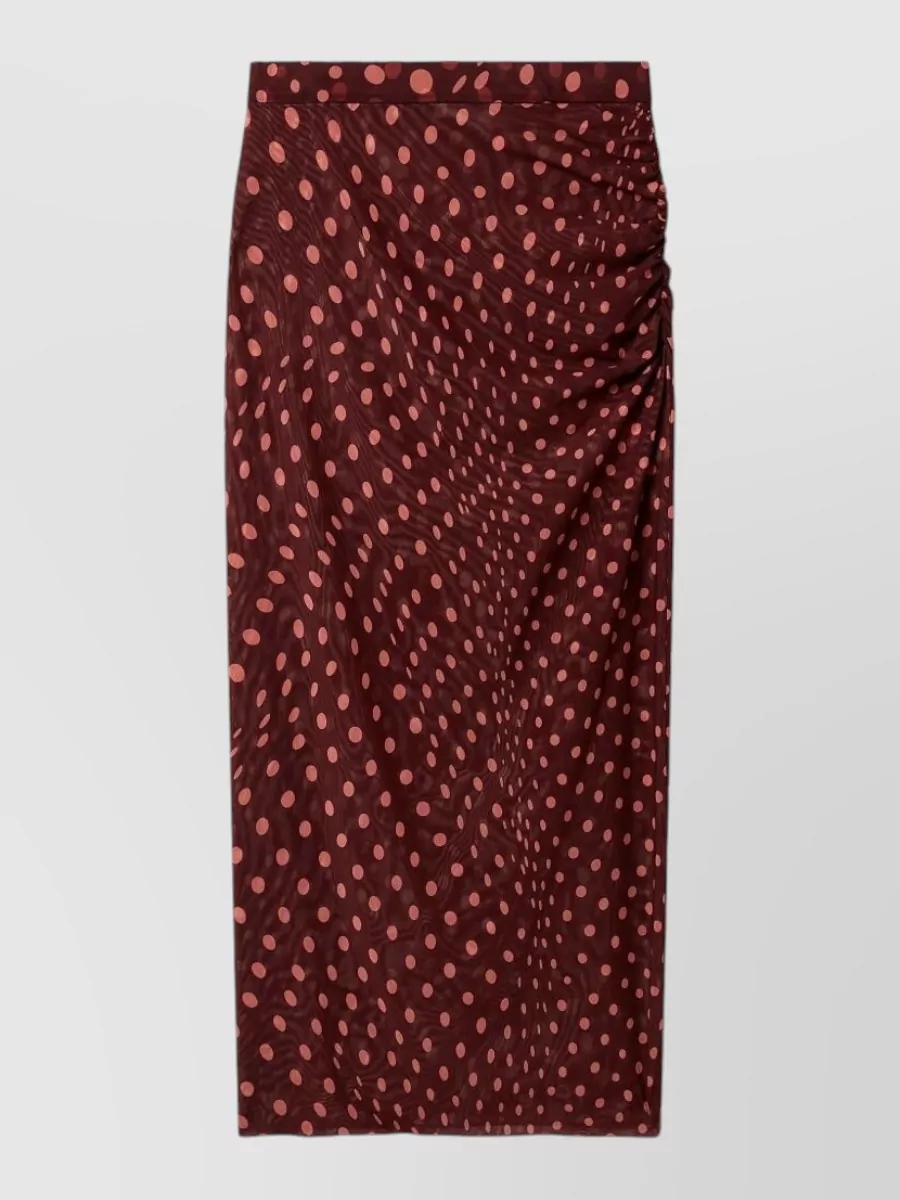 Stella Mccartney polka-dot mesh ruched long skirt