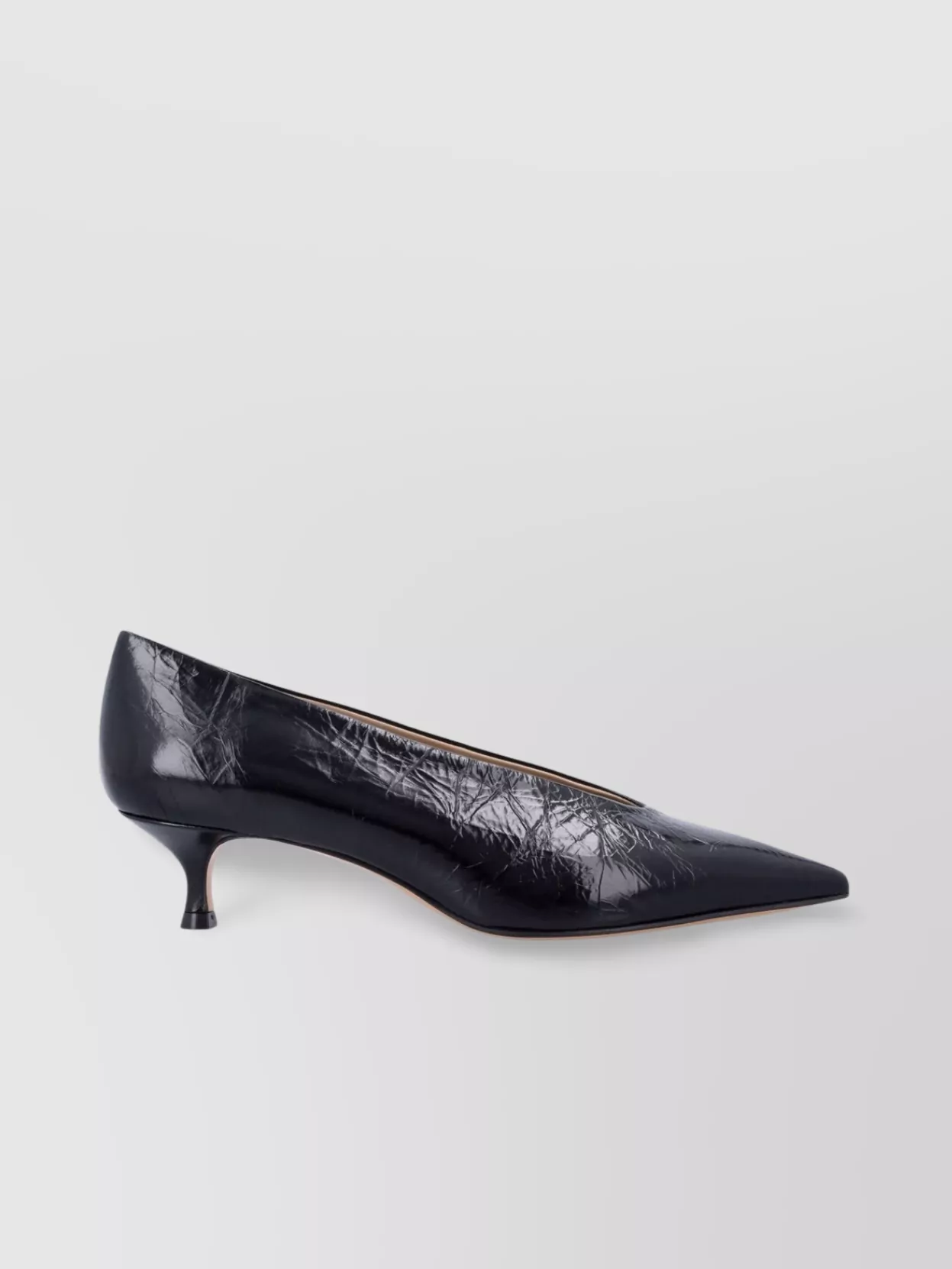Le Monde Beryl Glossy Kitten Heel Pointed Toe Pumps