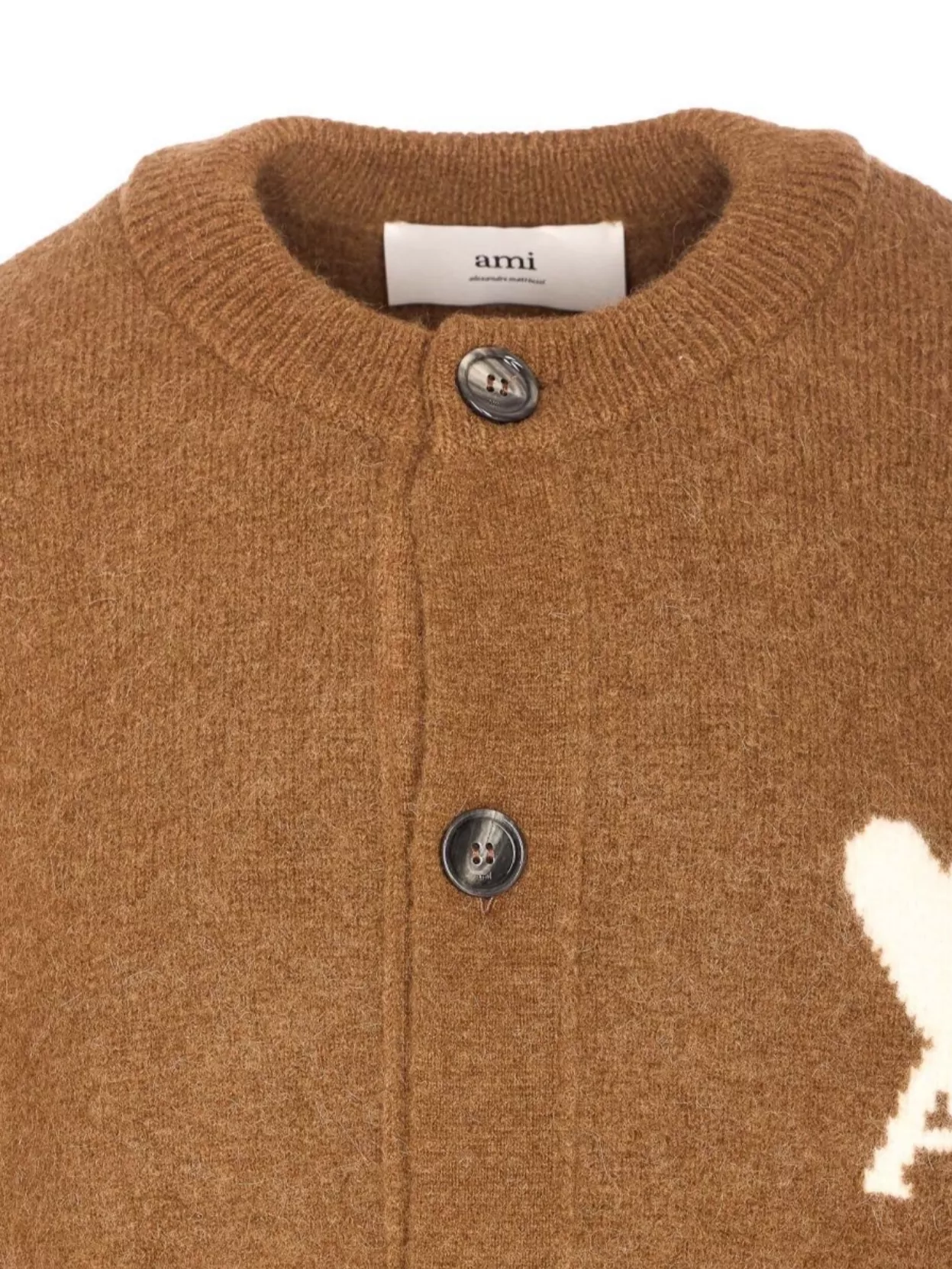 Ami Paris Crewneck Cardigan With Long Sleeves And Pockets