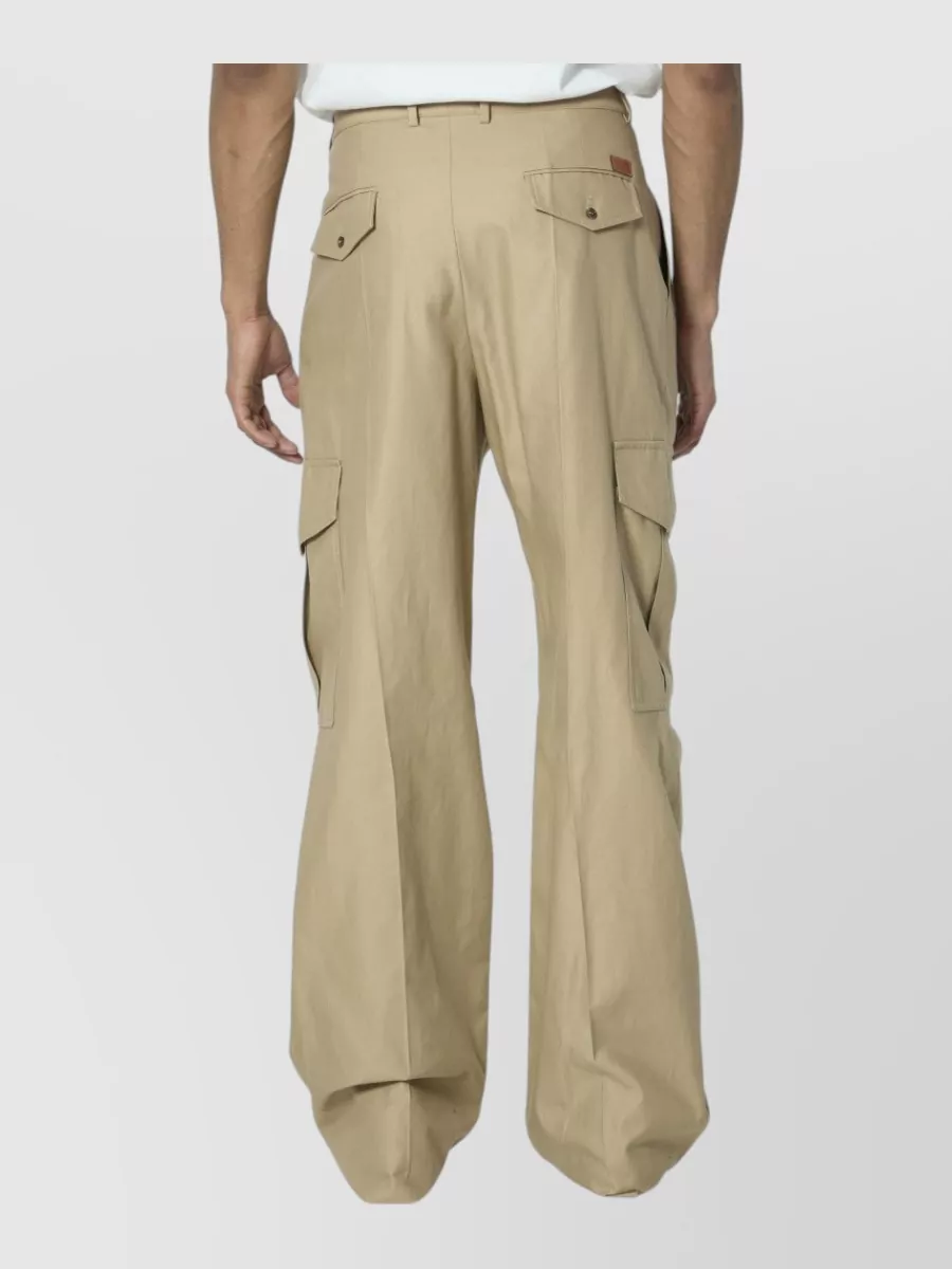 Celine Cotton Mid-Rise Wide-Leg Cargo Trousers
