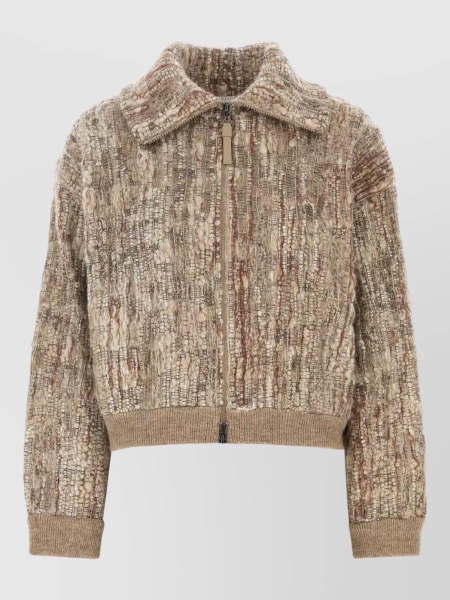 Brunello Cucinelli mohair hooded zip jacket