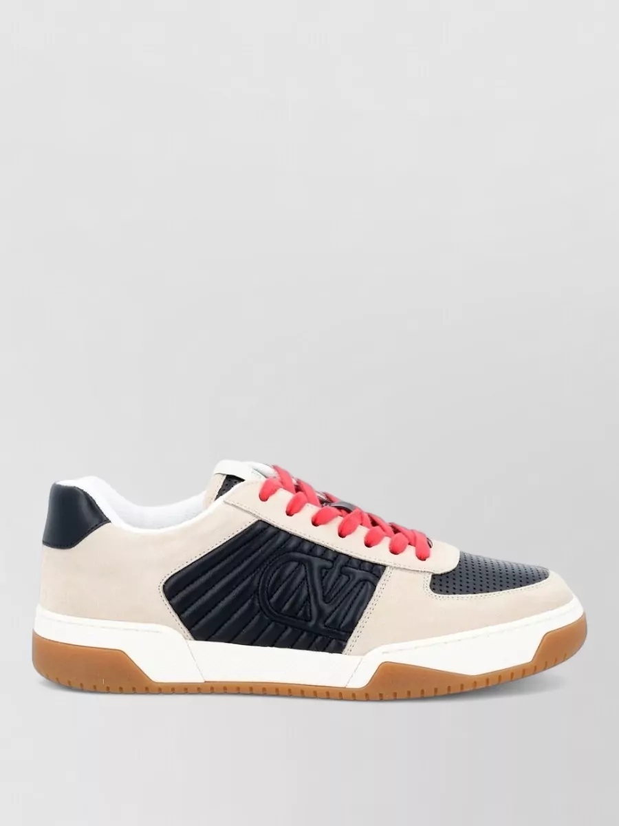 Valentino Garavani Logo Leather And Suede Panel Sneakers