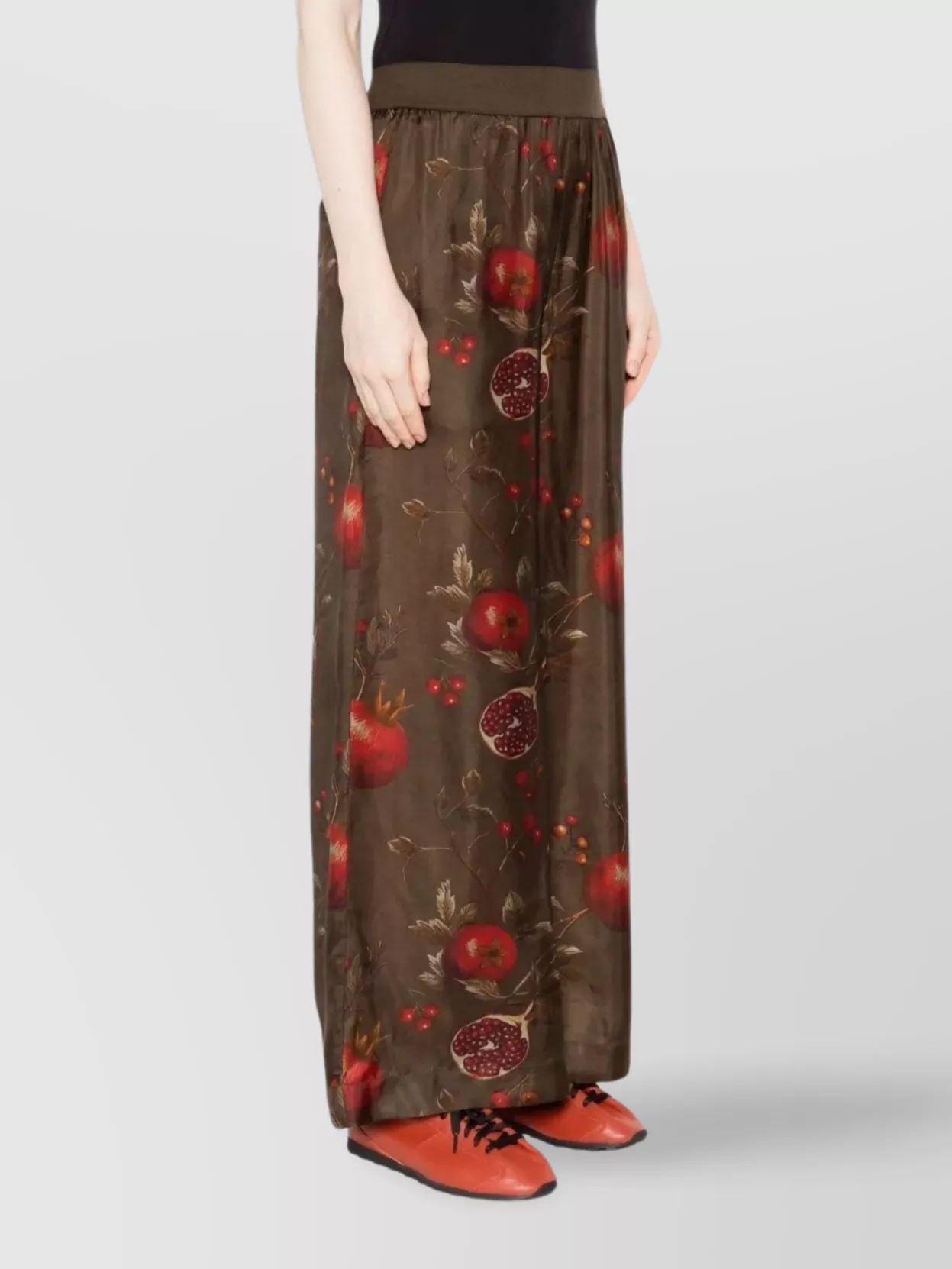 Uma Wang High Waist Pomegranate Print Wide Leg Trousers