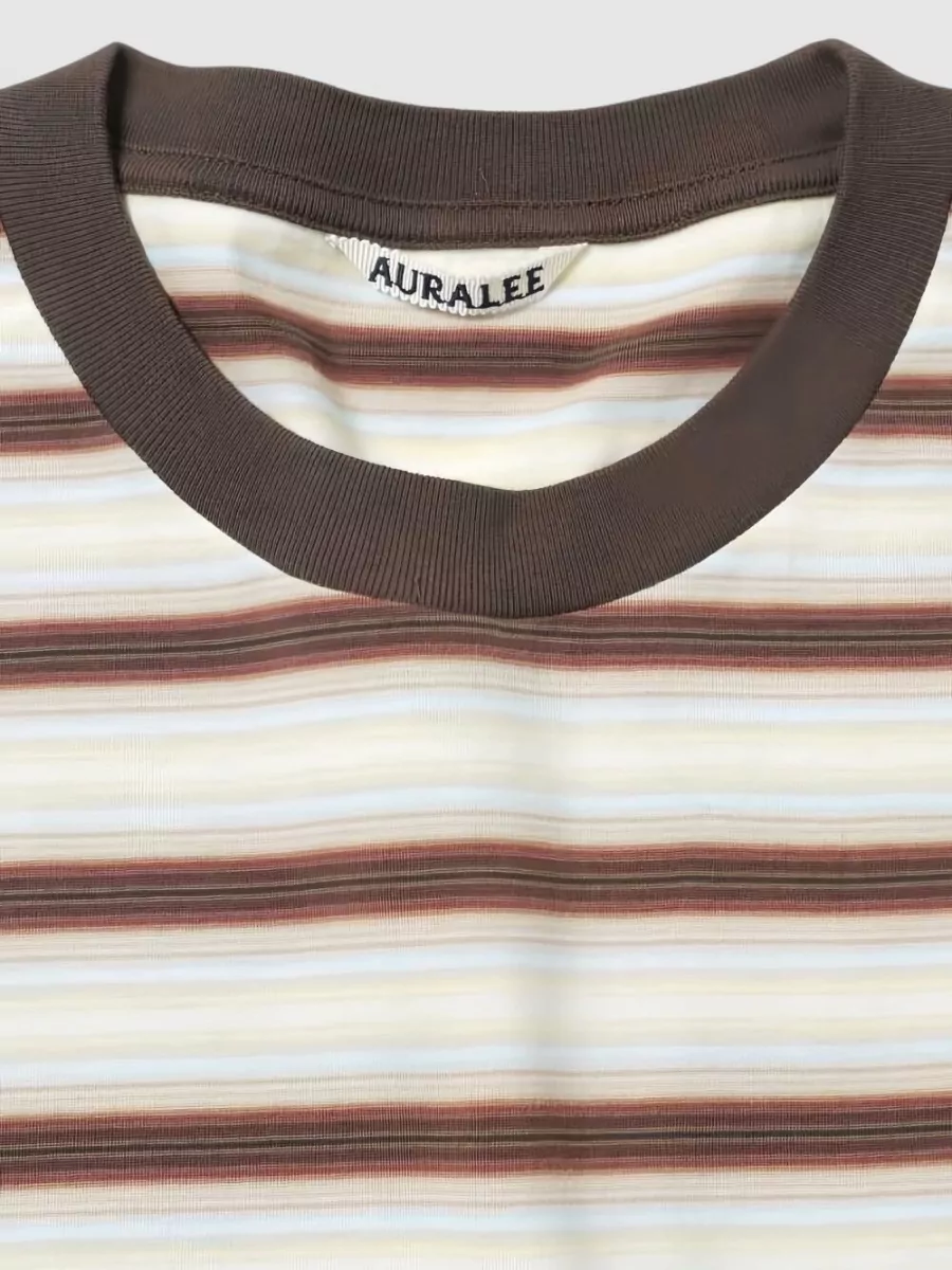 Auralee Striped Cotton Short-Sleeve T-Shirt