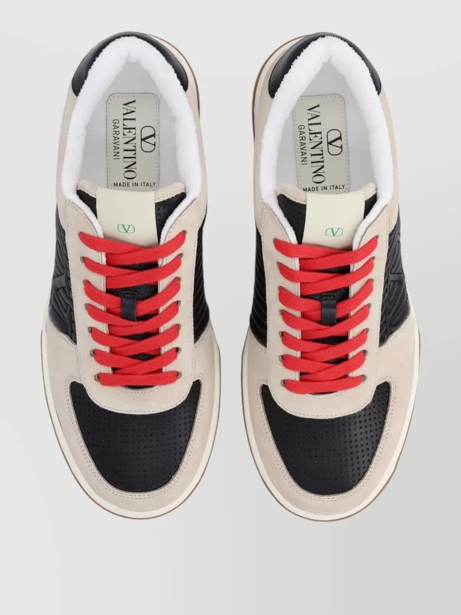 Valentino Garavani Logo Leather And Suede Panel Sneakers