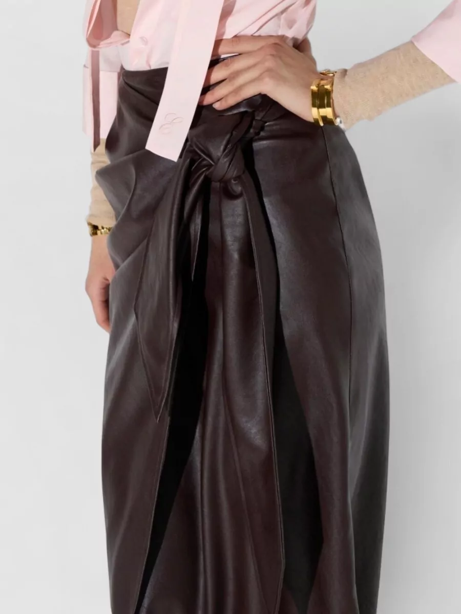 Elisabetta Franchi Faux Leather Midi Wrap Skirt