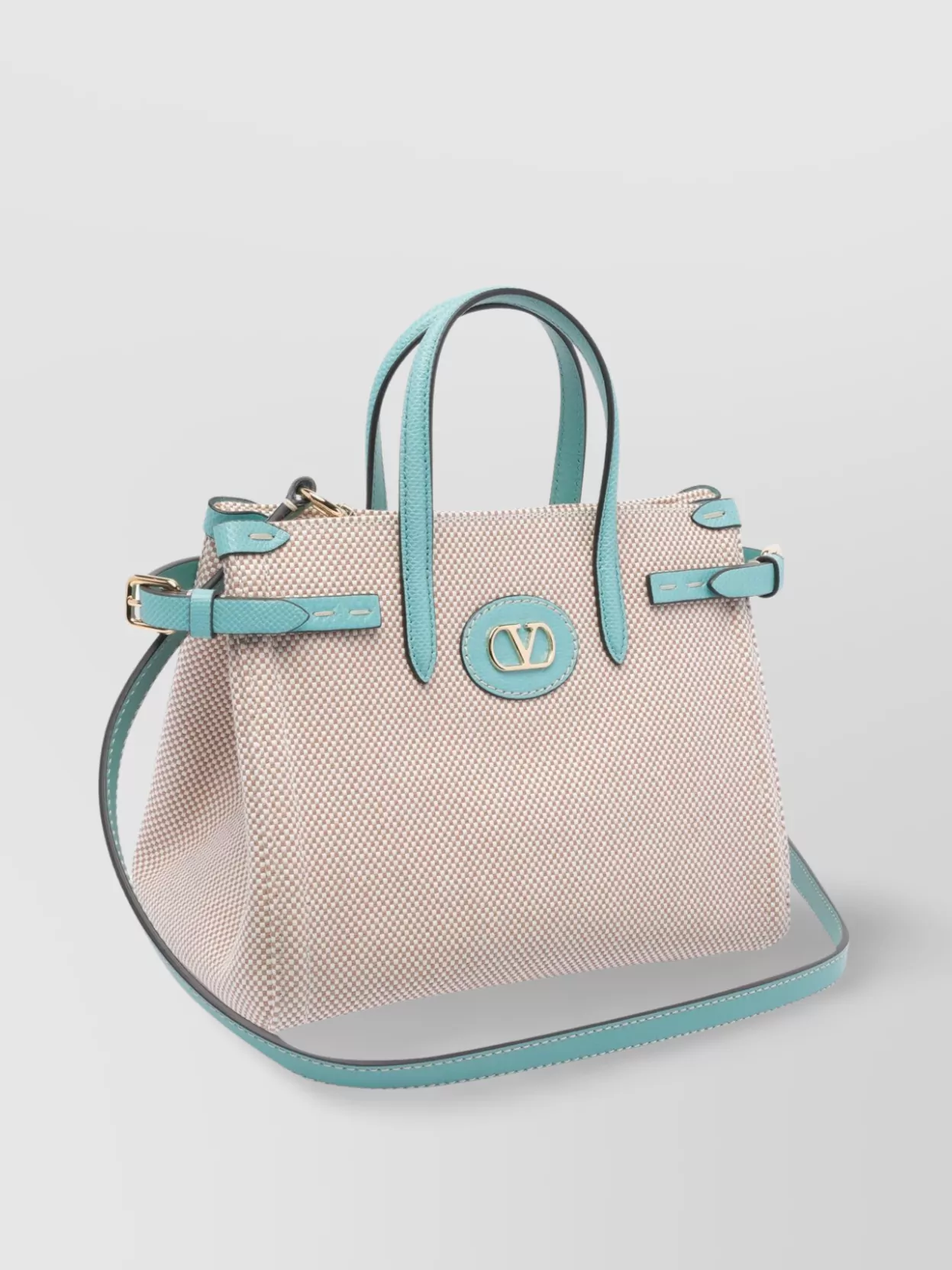 Valentino Antibes Canvas And Karung Shopping Tote Bag