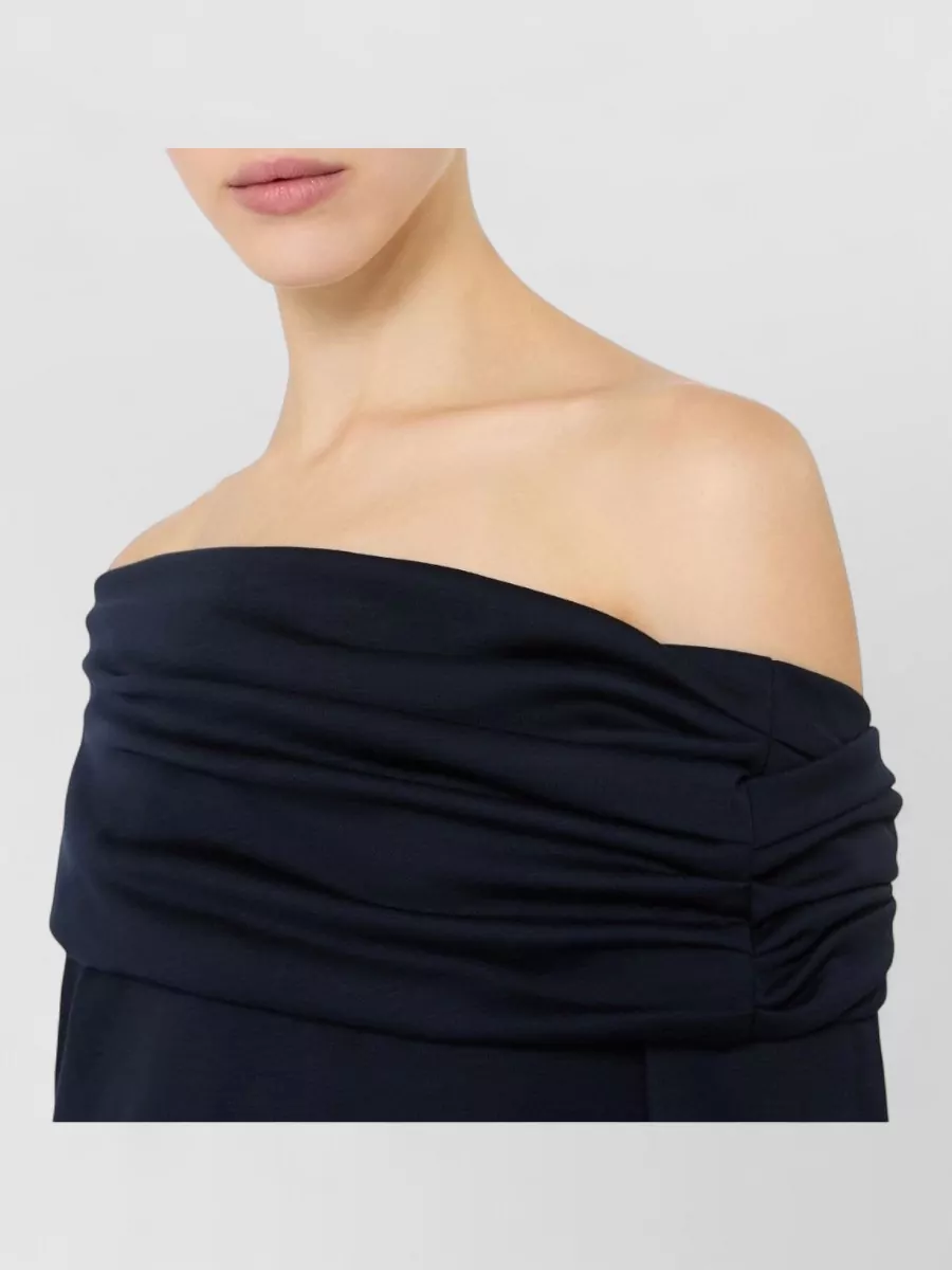 Max Mara Virgin Wool Off-Shoulder Long-Sleeve Top