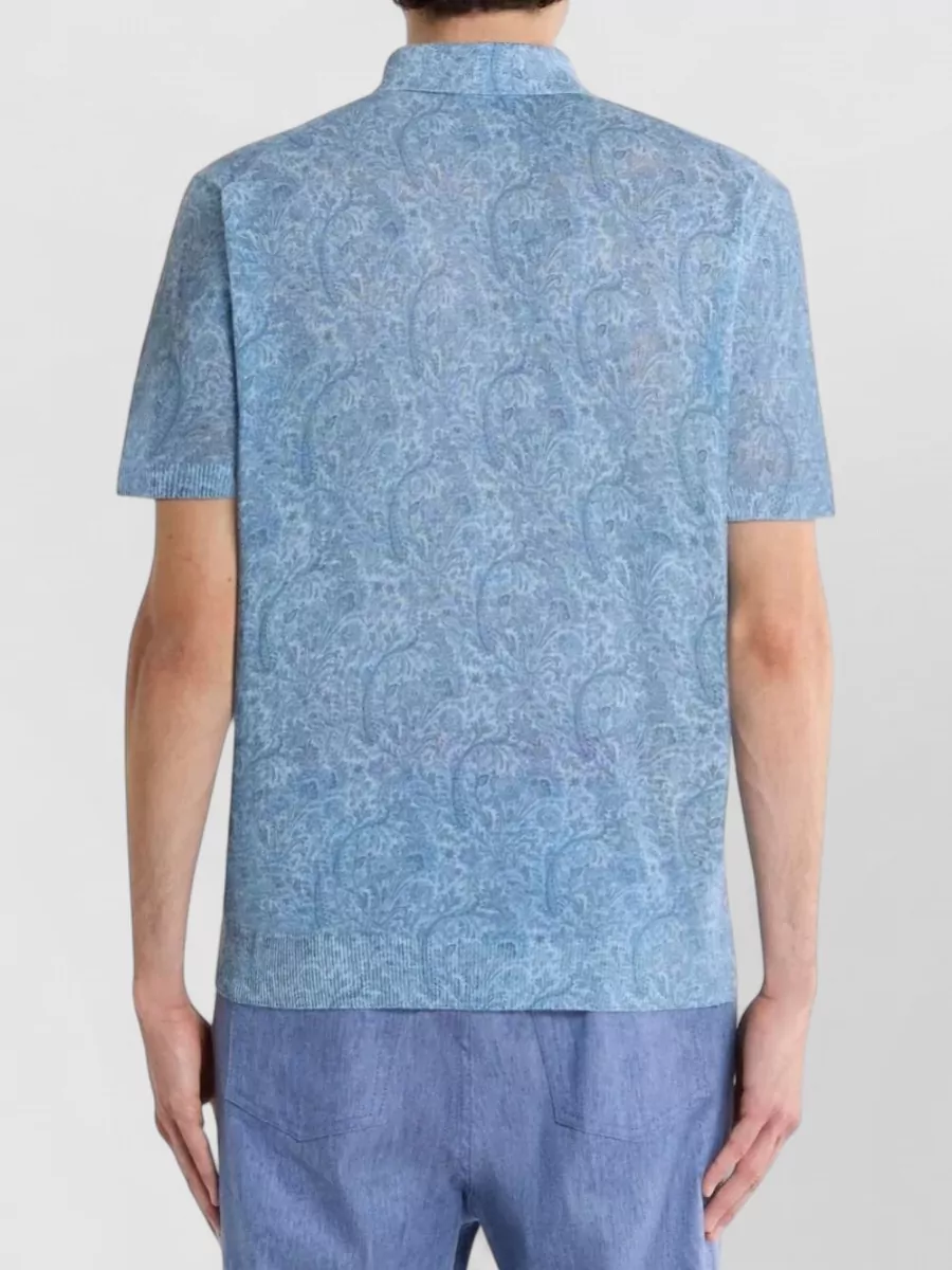 Etro Floral-Print Short-Sleeve Polo Shirt
