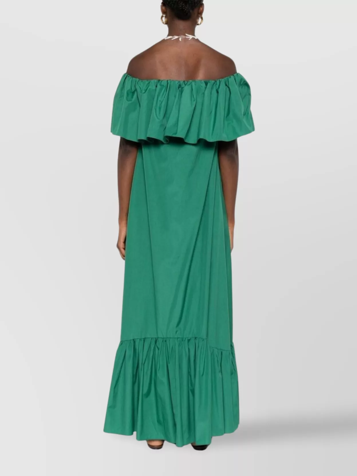 Max Mara Shoulder Off Tiered Skirt Ruffled Neckline
