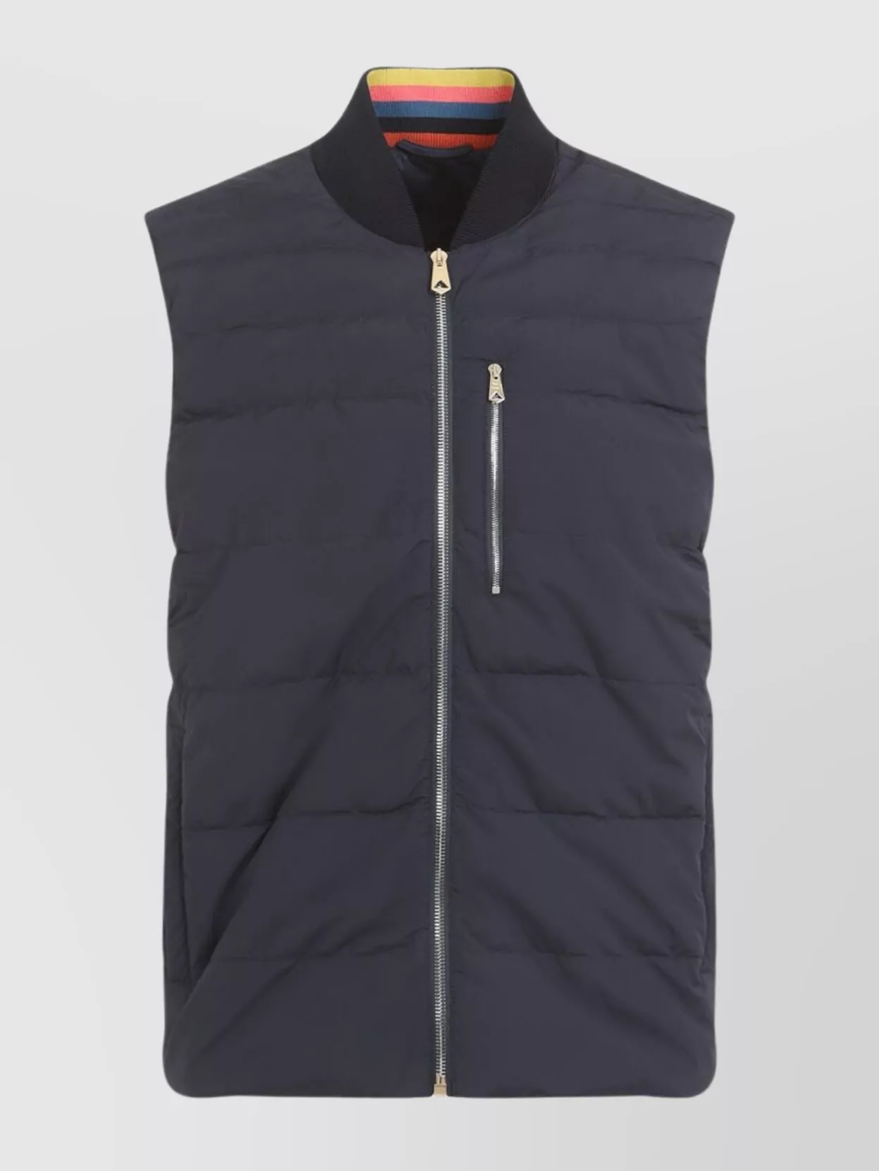 Shop Paul Smith Quilted Sleeveless Stand-up Collar Gilet In Blue