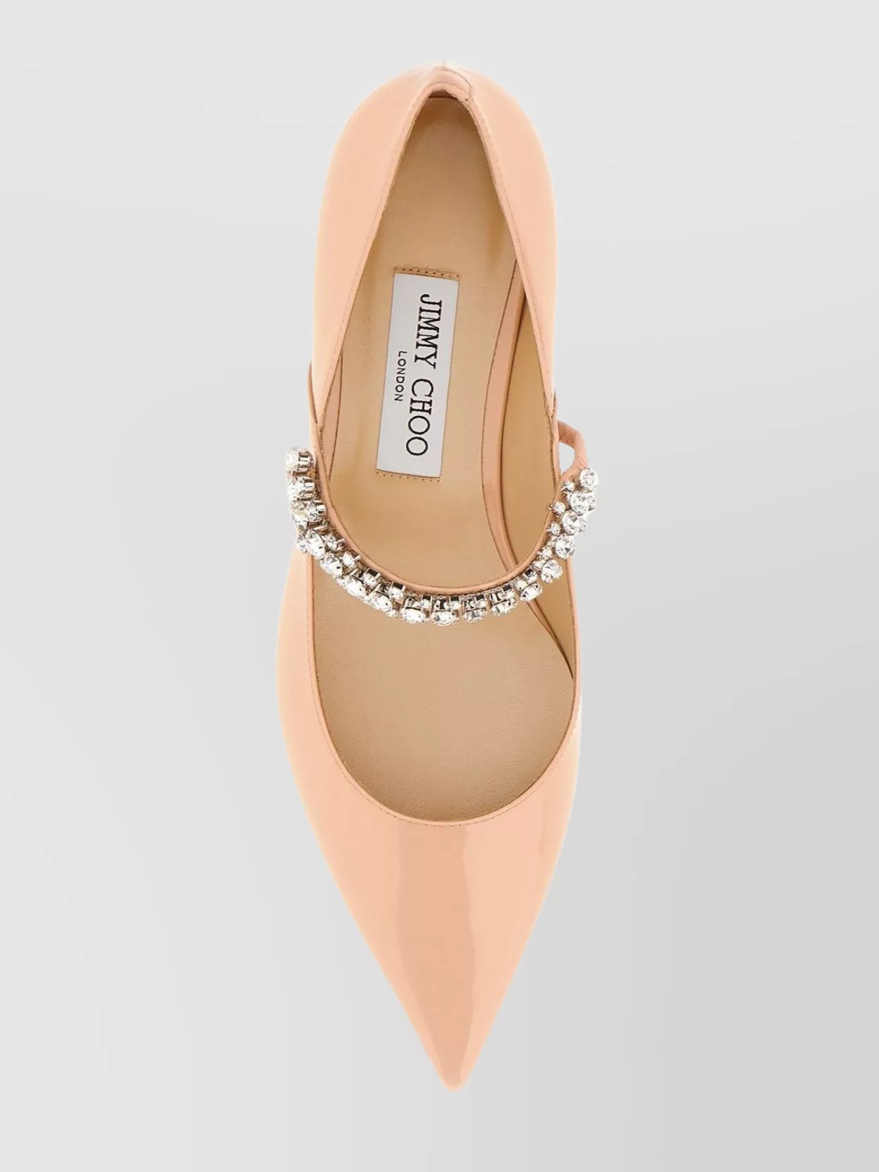 Jimmy Choo Leather Bing Pump Ballerinas With Swarovski Strap