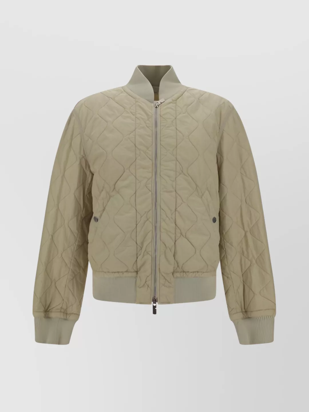 Shop Burberry Quilted Ribbed Jacket With Magnet Pockets