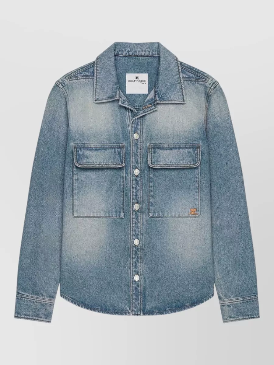 Courrèges Denim Shirt Chest Pockets Long Sleeves Blends