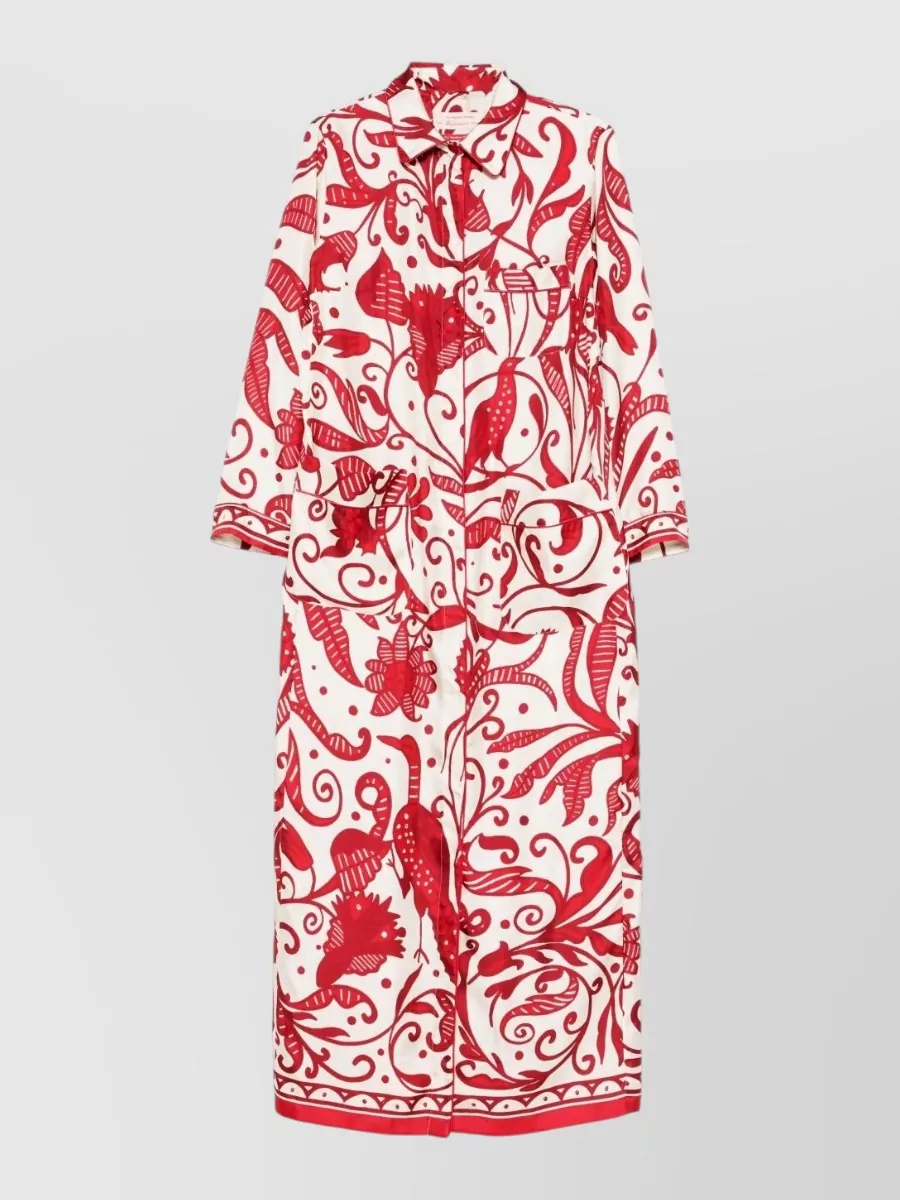 F.r.s For Restless Sleepers Silk printed long shirt maxi dress