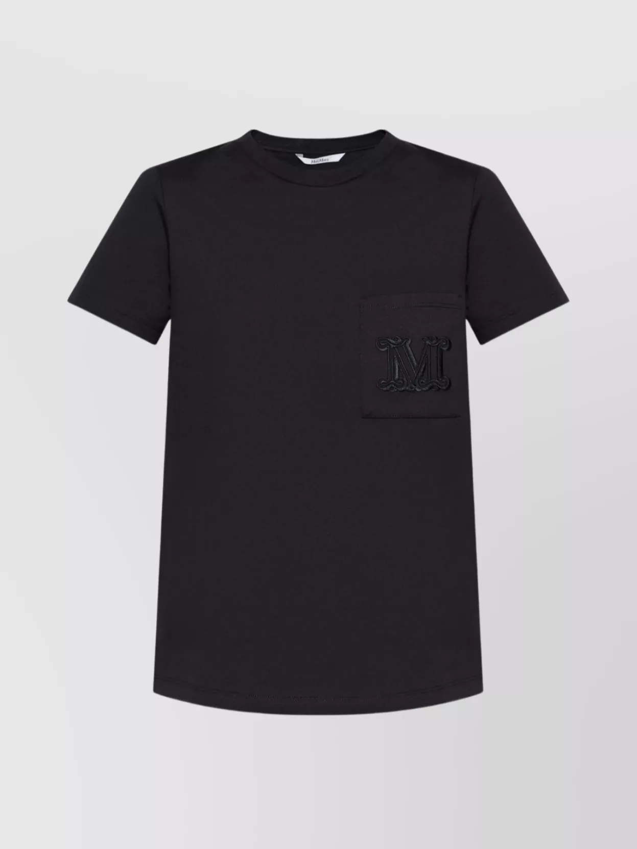 Max Mara Crew Neckline Logo Cotton T-shirt In Black