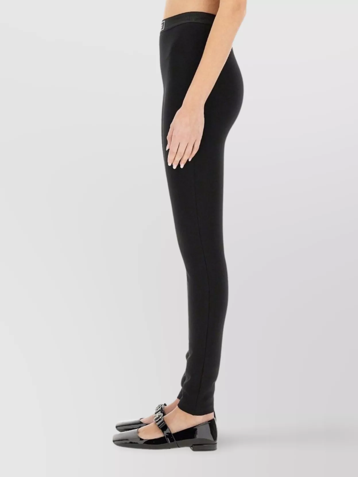 Versace Logo Print Slim Fit Ankle Length Leggings In Black