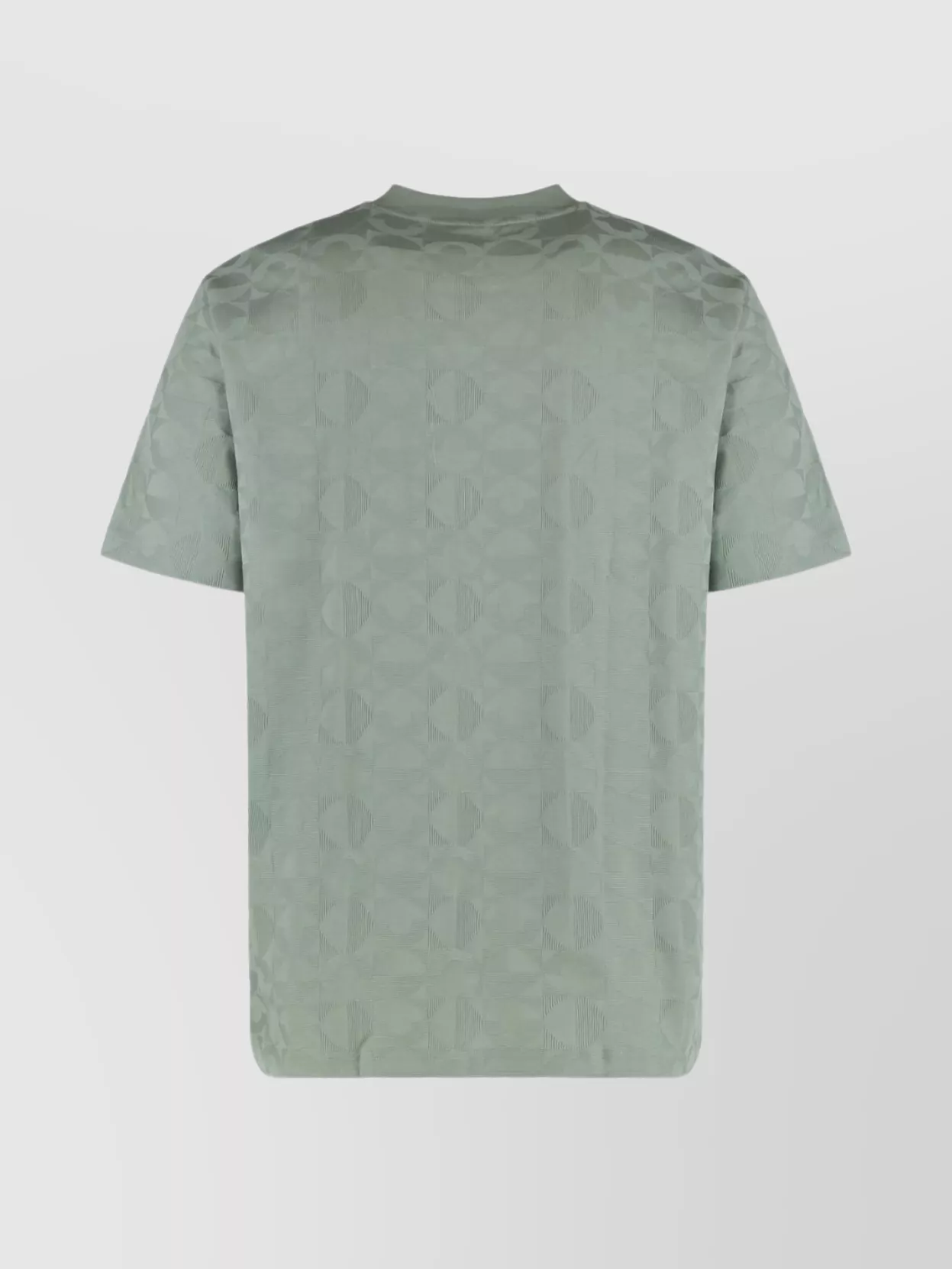 Boss Geometric Pattern Cotton T-Shirt With Round Collar