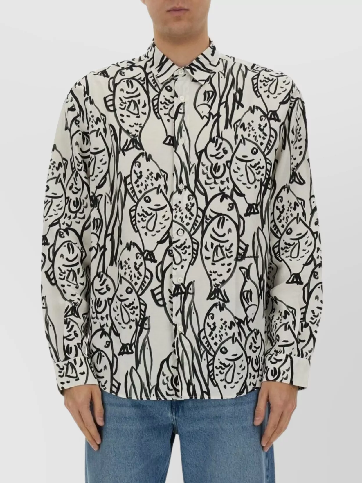 Jacquemus Graphic Print Cuffed Sleeves Long Sleeve Shirt