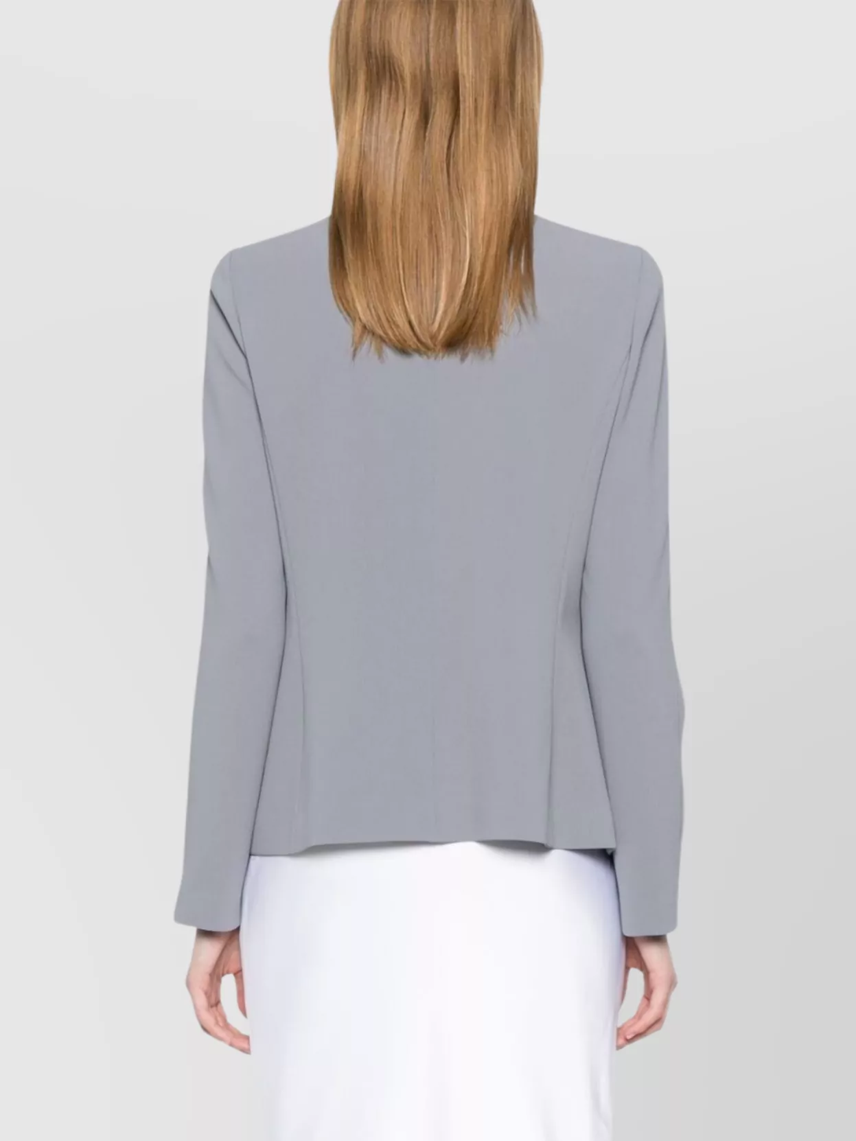 Emporio Armani Crew Neck Pleated Front Blazer With Shoulder Pads