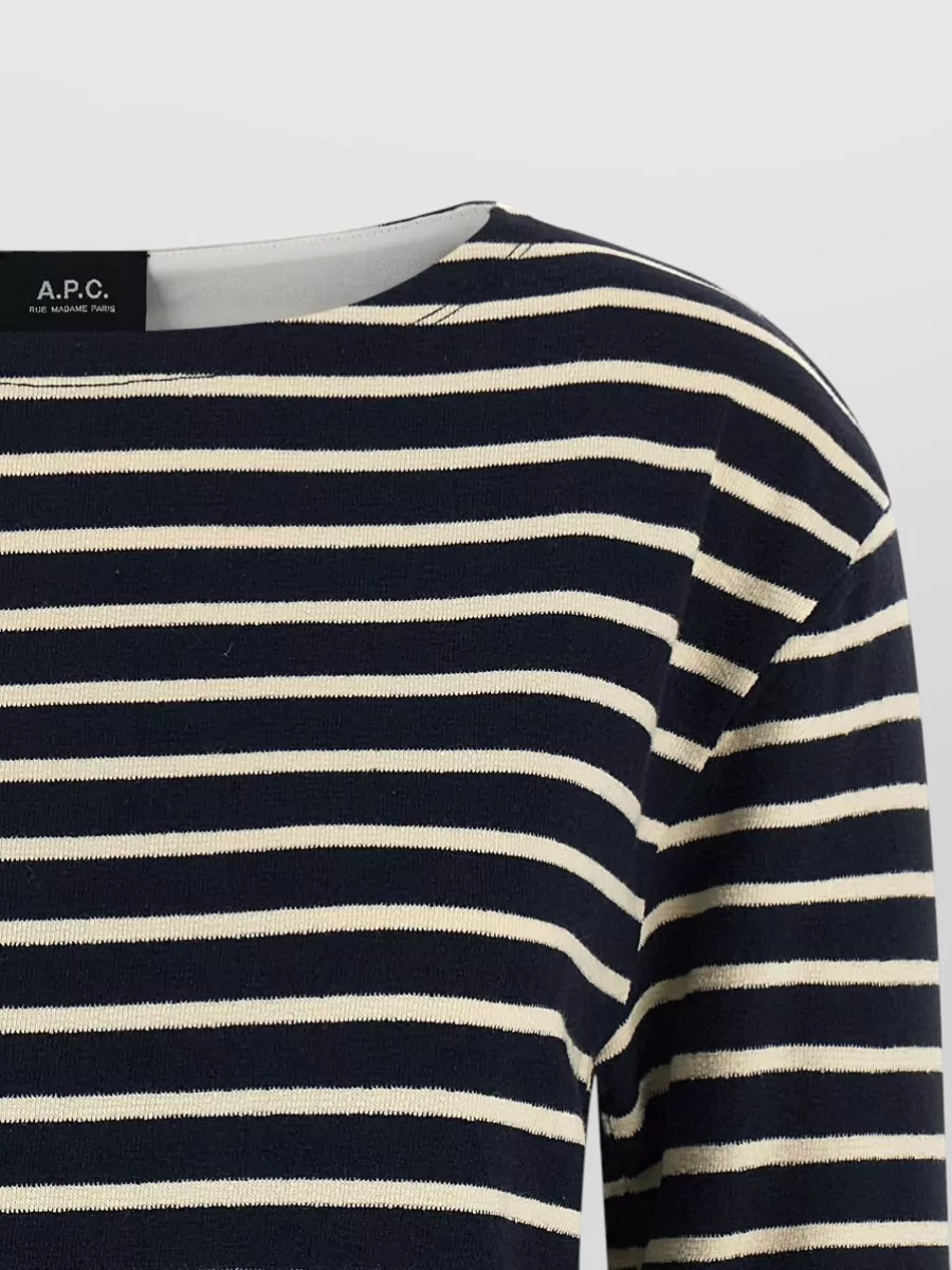A.p.c. Boat Neck Striped Sweater Long Sleeves