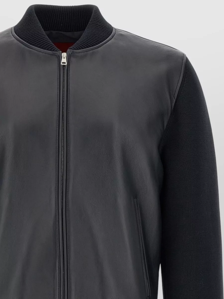 Gucci Lamb Leather Ribbed Bomber Jacket