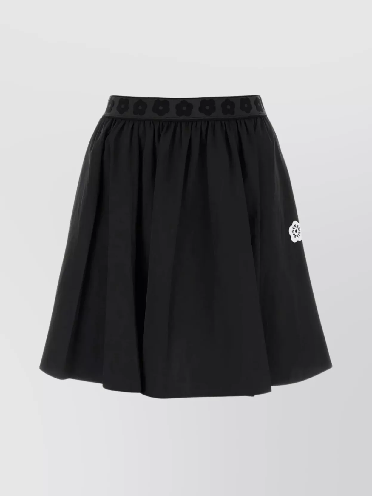 Shop Kenzo Polyester Blend A-line Skirt With High Waist In Black