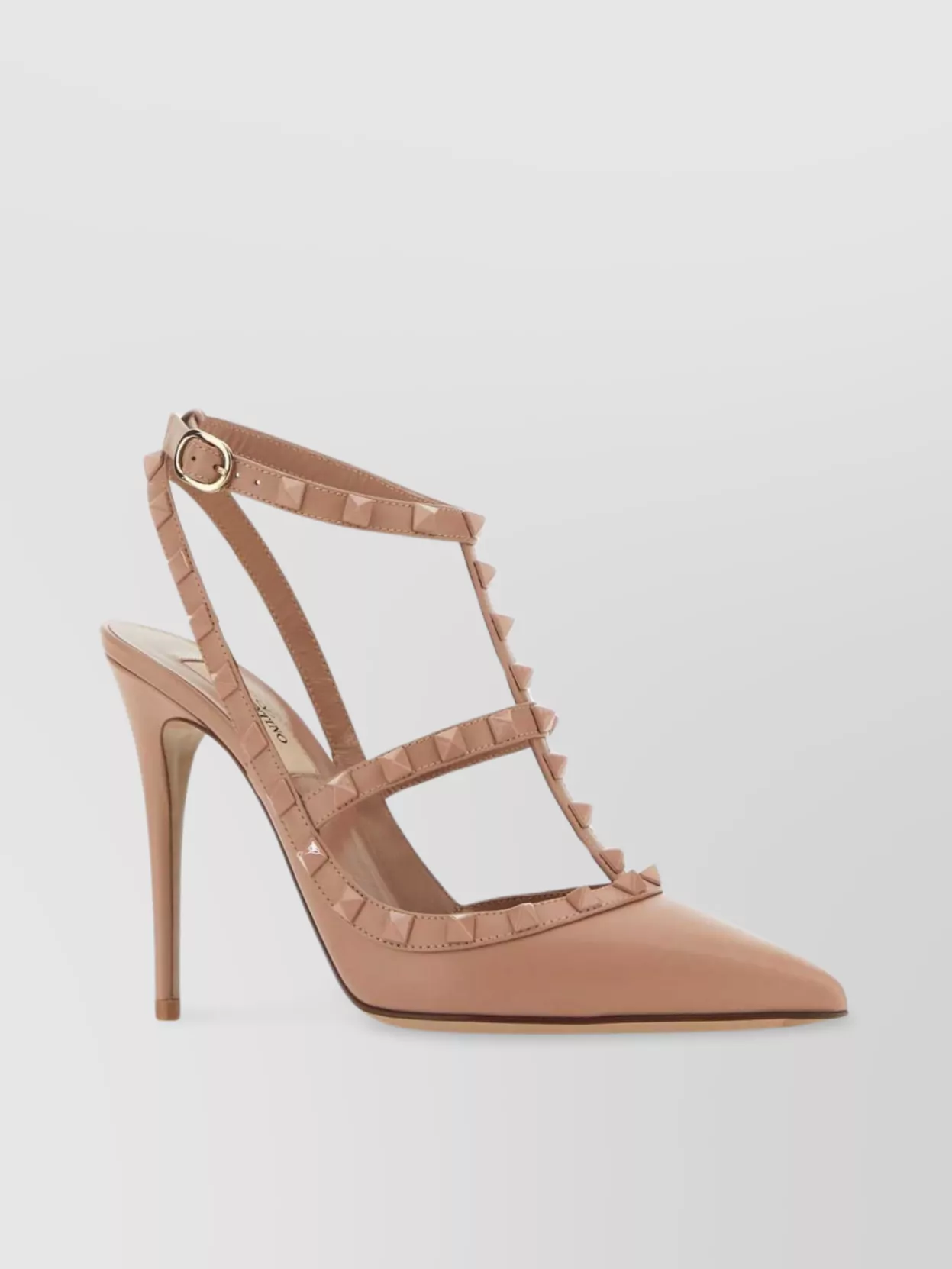 Shop Valentino Rockstud Leather Pumps Pointed Toe