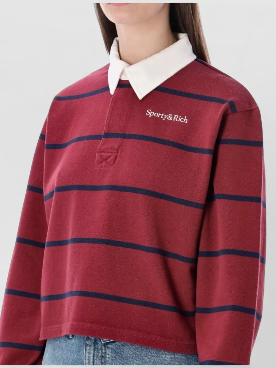 Sporty & Rich Logo Rugby Polo Shirt Long Sleeves