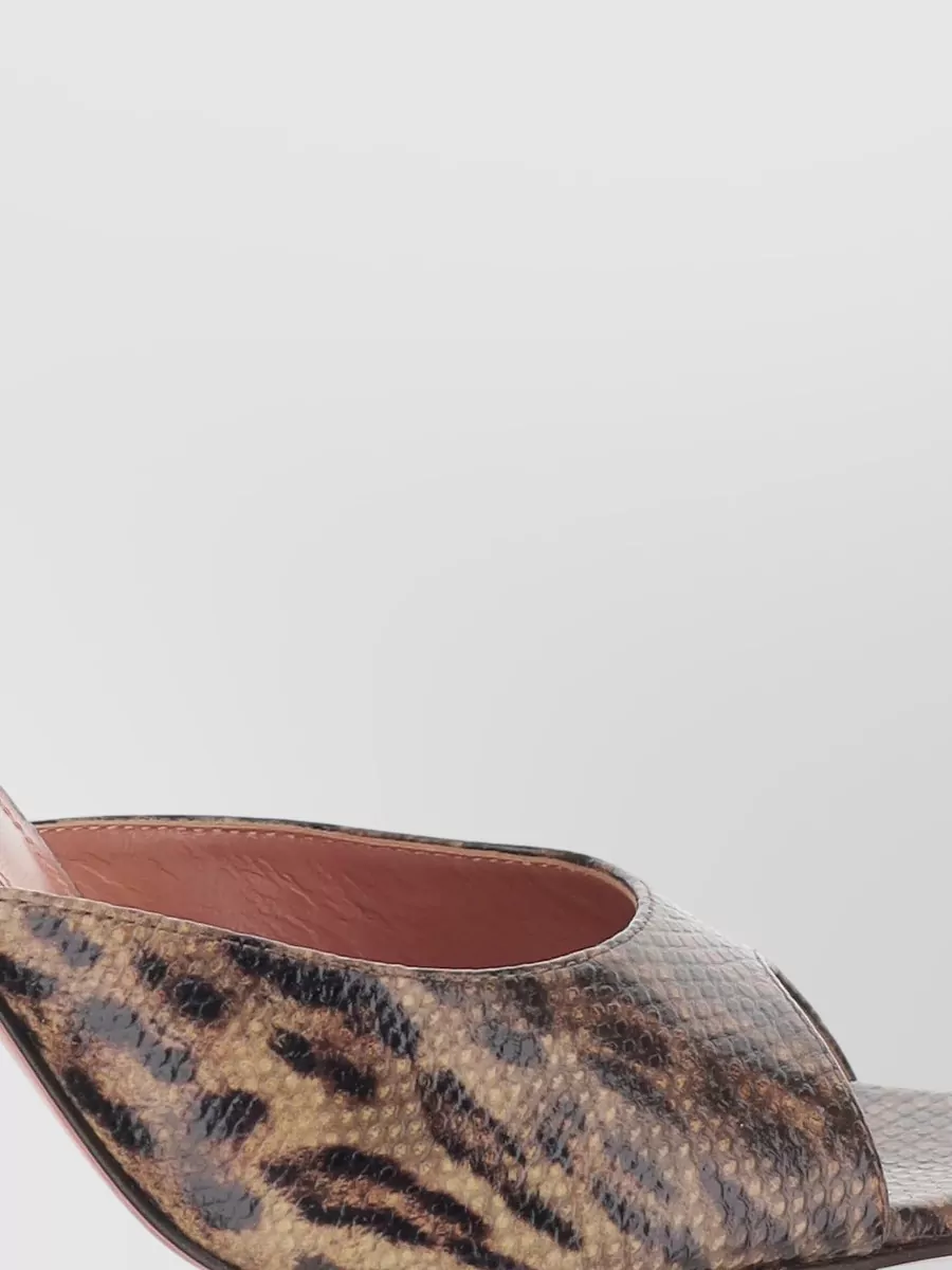 Amina Muaddi Leather Leopard Snake-Print Sandals