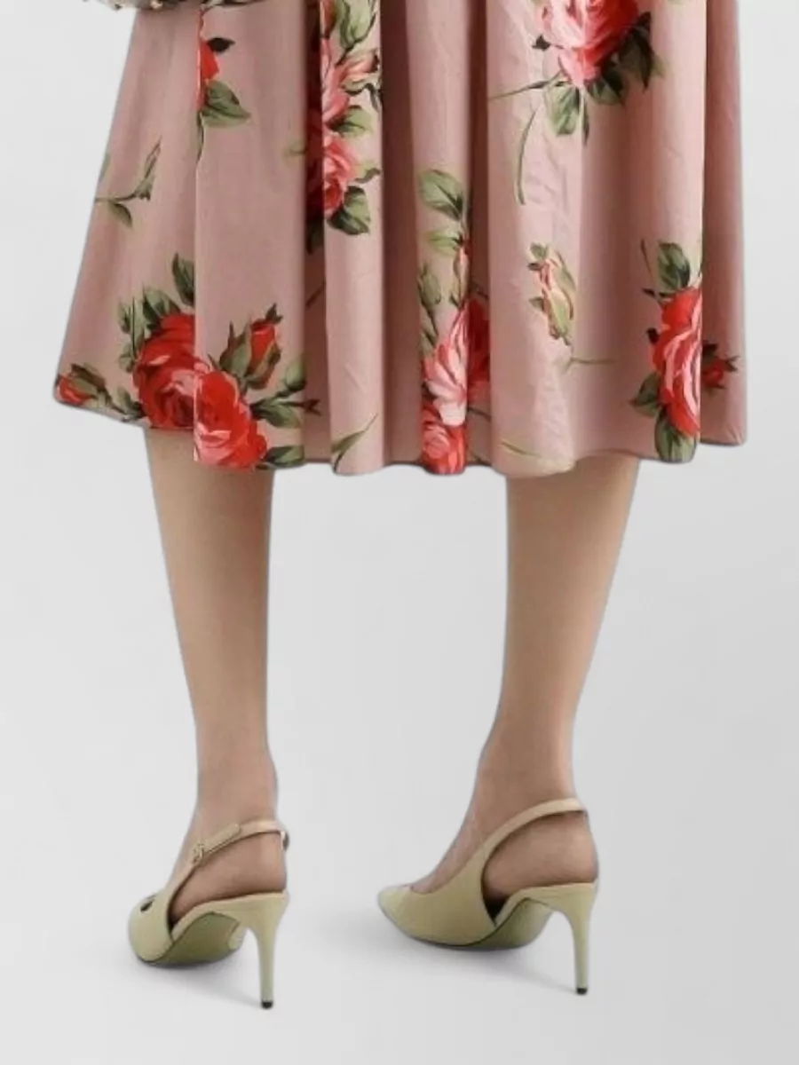Dolce&Gabbana Rose Bouquet Print Belted Midi Dress