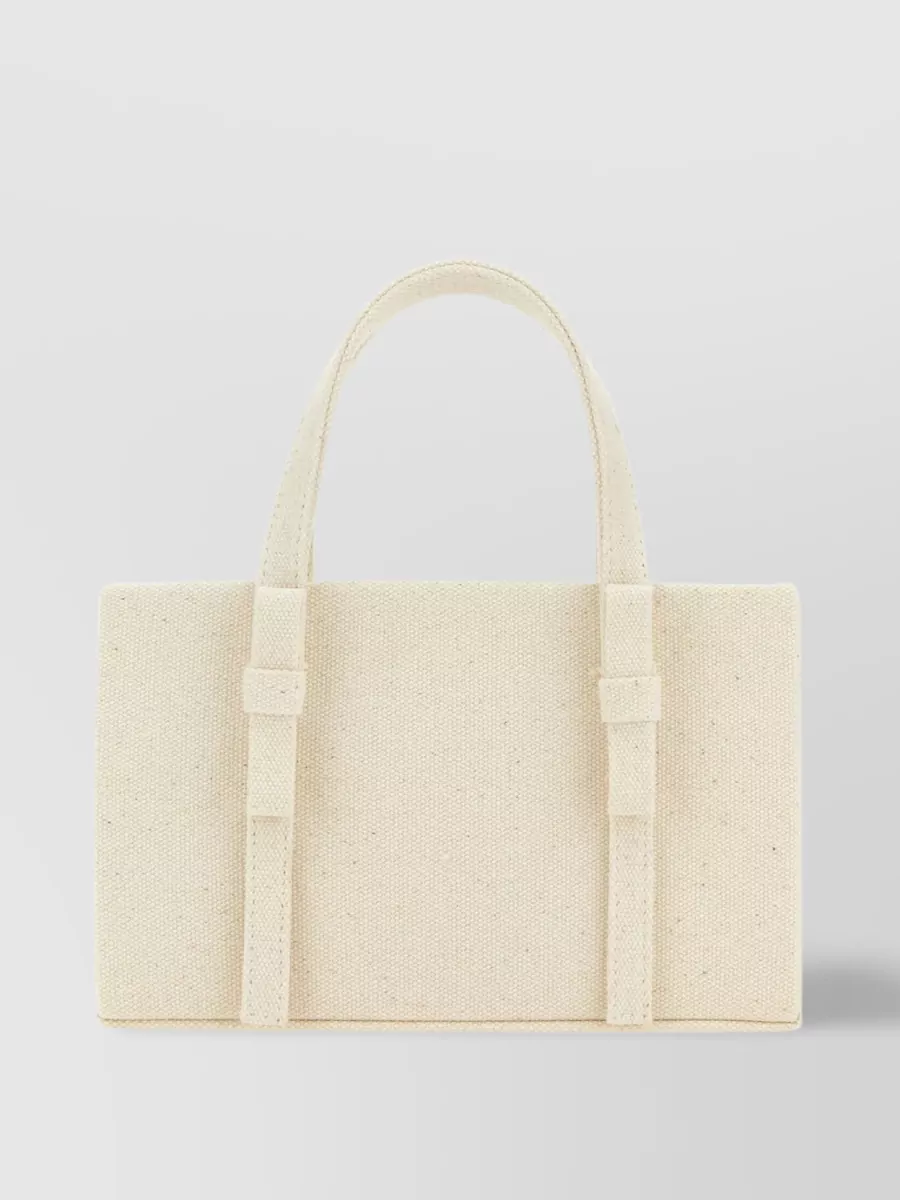 Shop Kara Canvas Tote With Double Handles And Metal Chain Detail In Cream