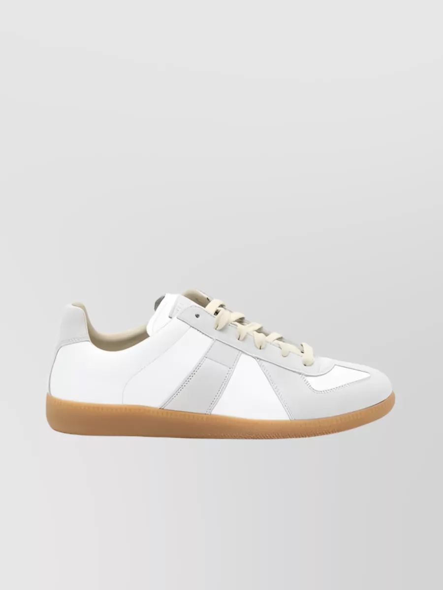 Shop Maison Margiela Replica Calf Leather Low-top Sneakers In White
