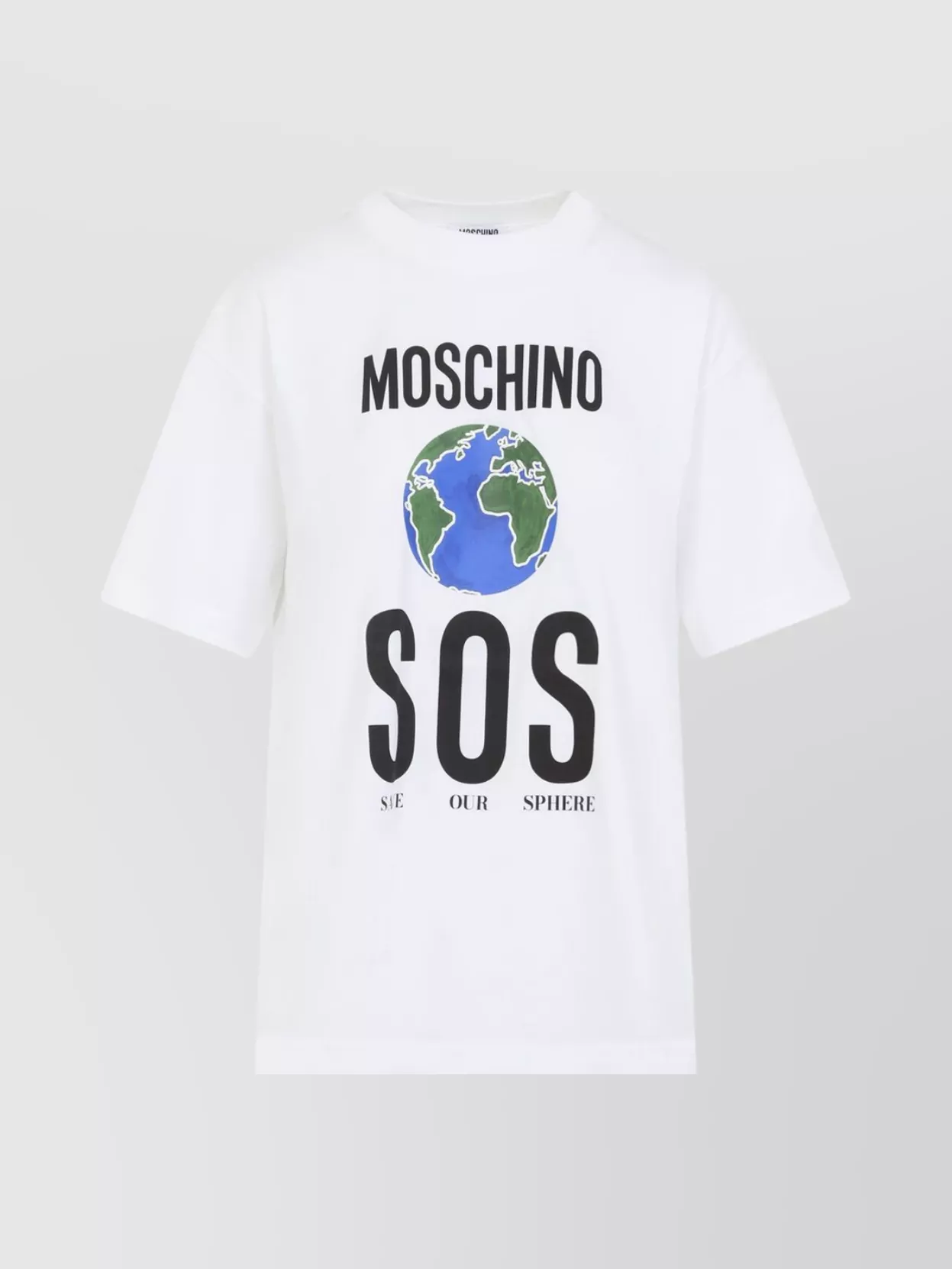 Moschino Graphic Print Crew Neck Short Sleeves Top In White