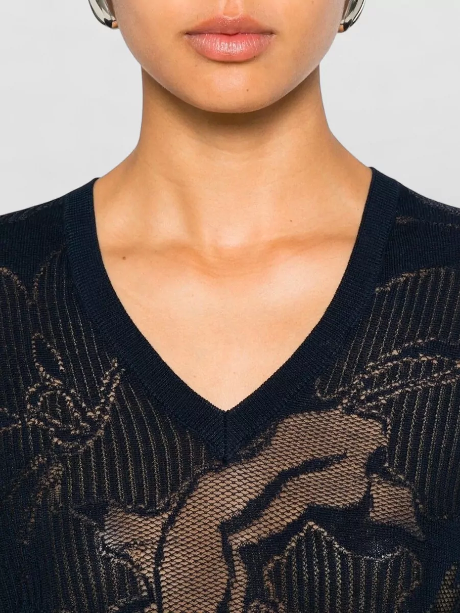 Dries Van Noten Cotton Lace V-Neck Sweater