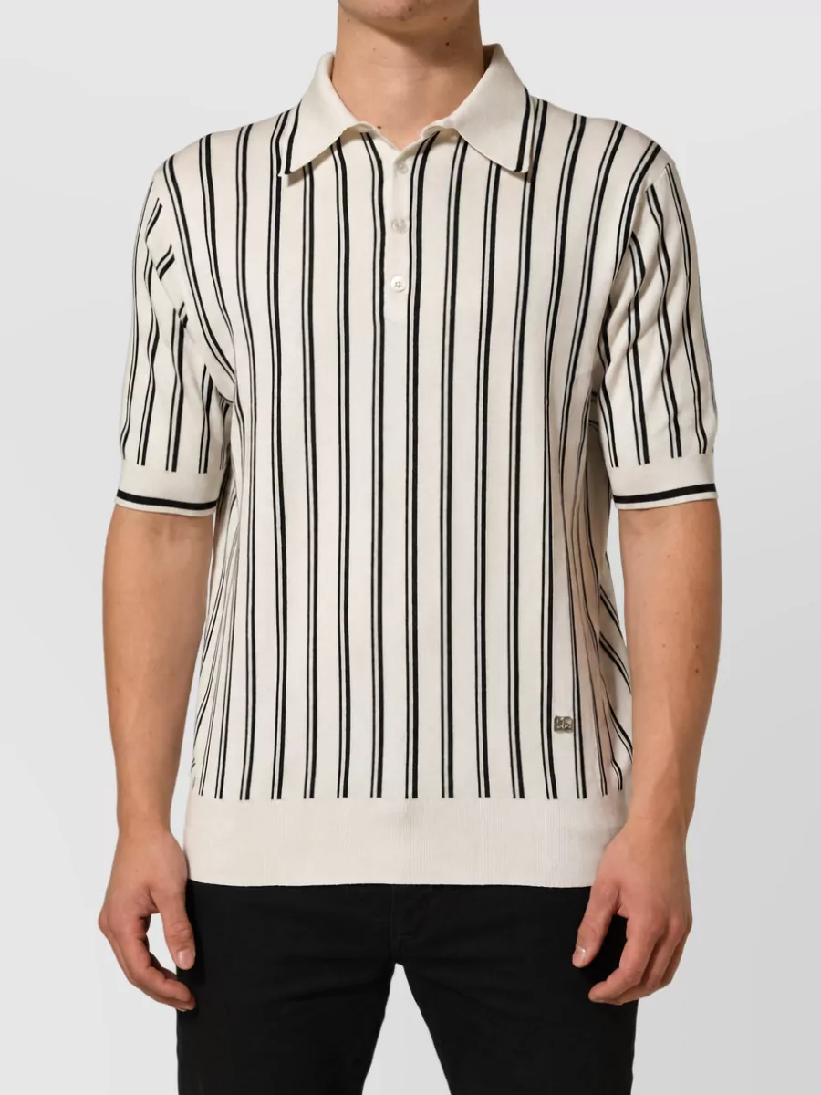 Dolce&Gabbana Silk Striped Polo Shirt