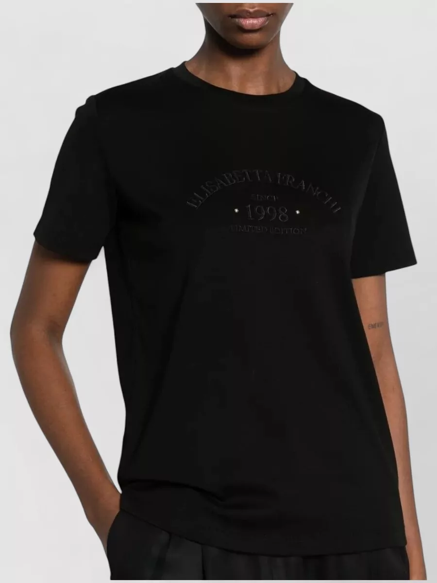 Elisabetta Franchi Cotton T Shirt Featuring Logo Embroidery
