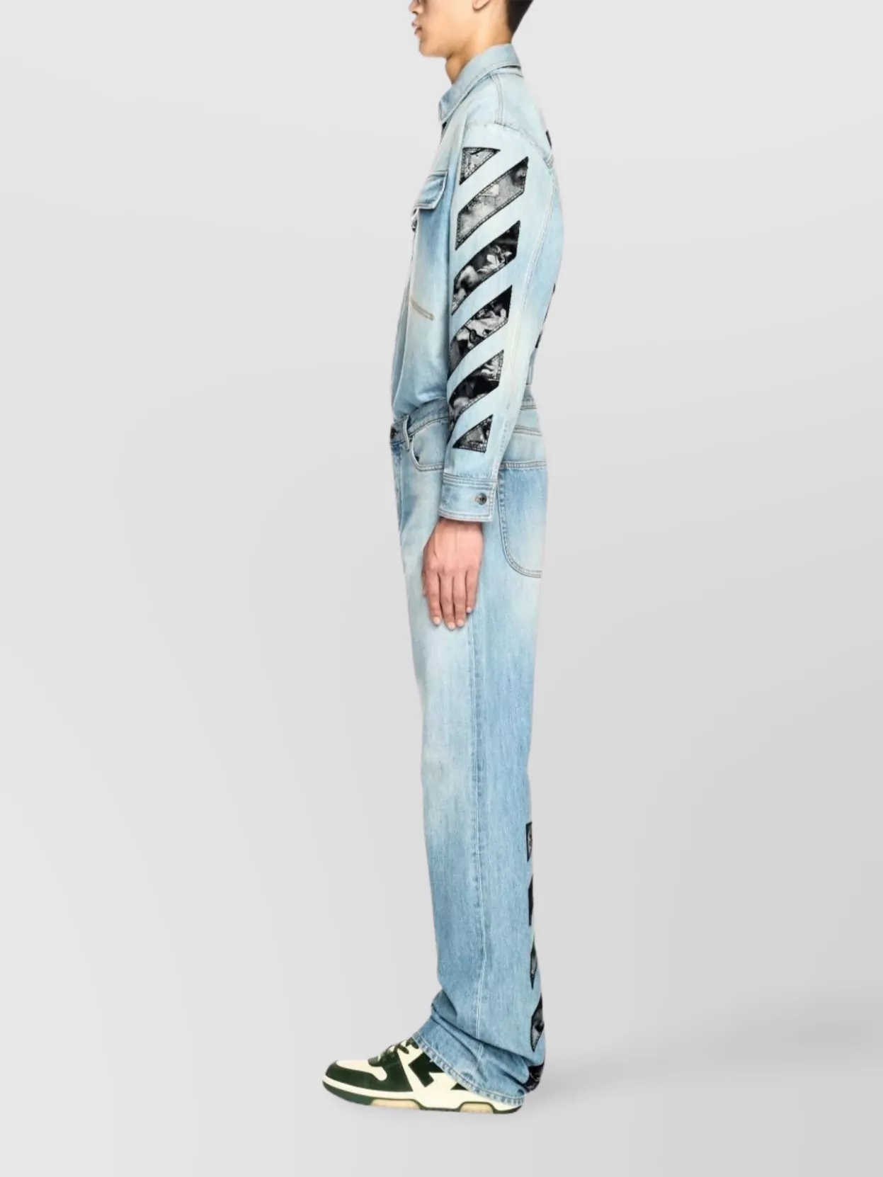 Off-White Chevron Pattern Cotton Trousers