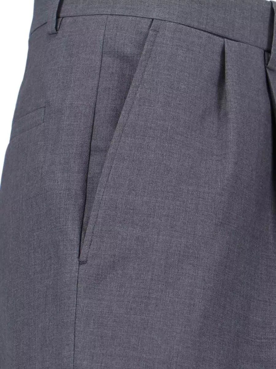 Jil Sander Straight Trousers Pleated Front Side Pockets Belt Loops