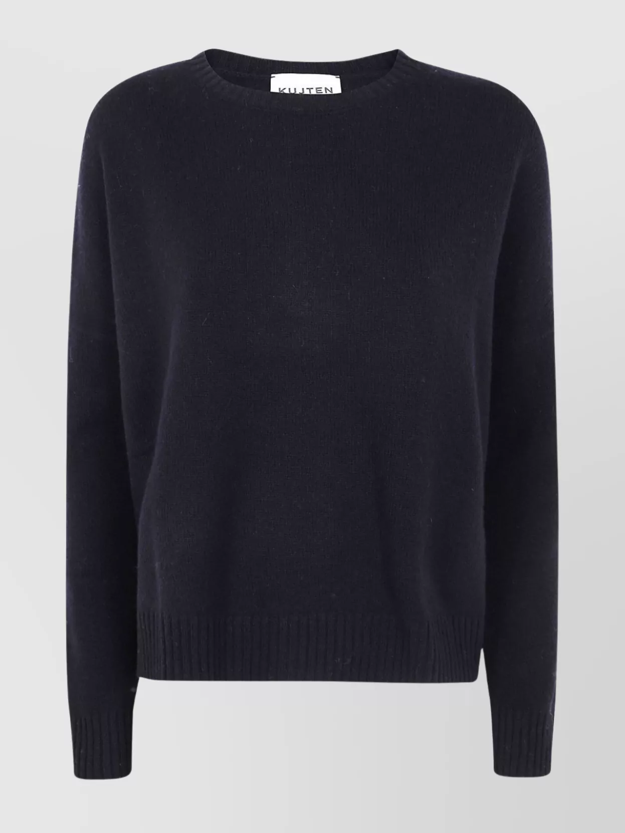 Kujten Amelie Long Sleeve Crew Neck Knit Sweater In Black