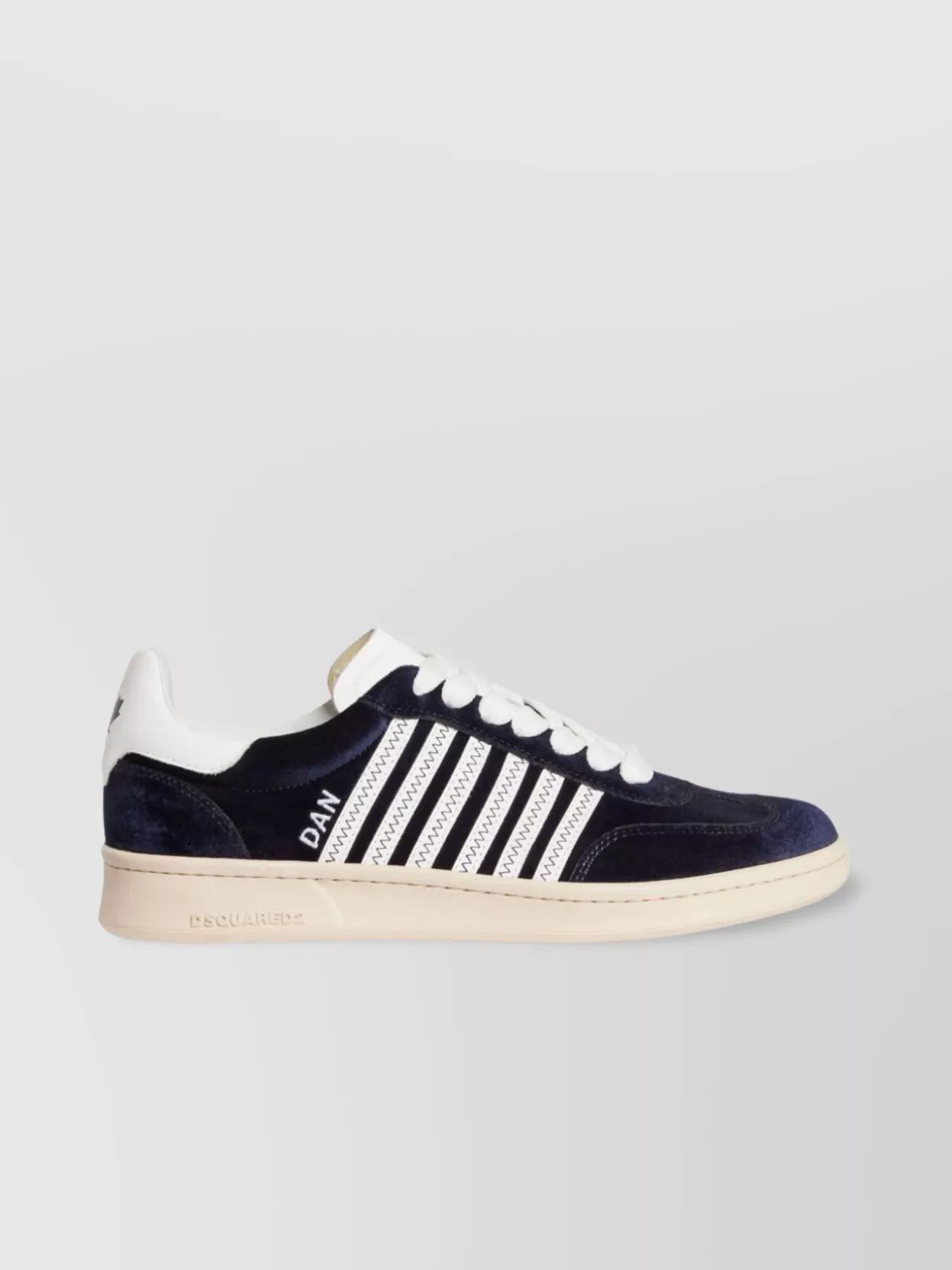 Dsquared2 Velvet Low-top Sneakers With Perforated Stripes