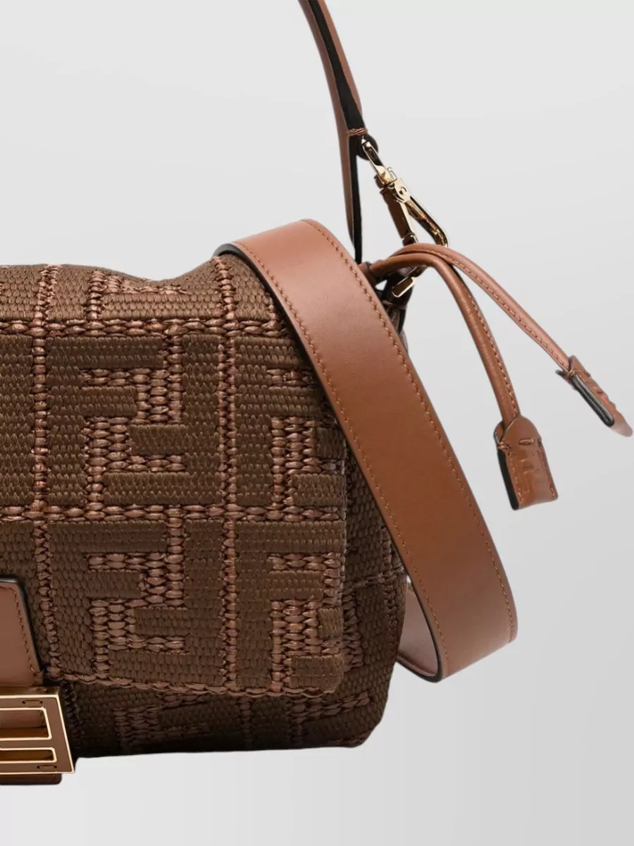 Fendi Mamma Baguette Medium Raffia Shoulder Bag