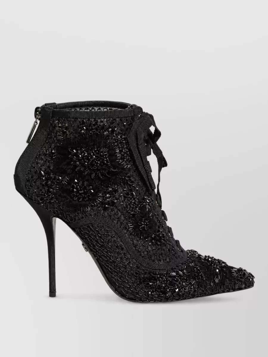 Dolce&Gabbana Embellished Mesh Ankle Boots