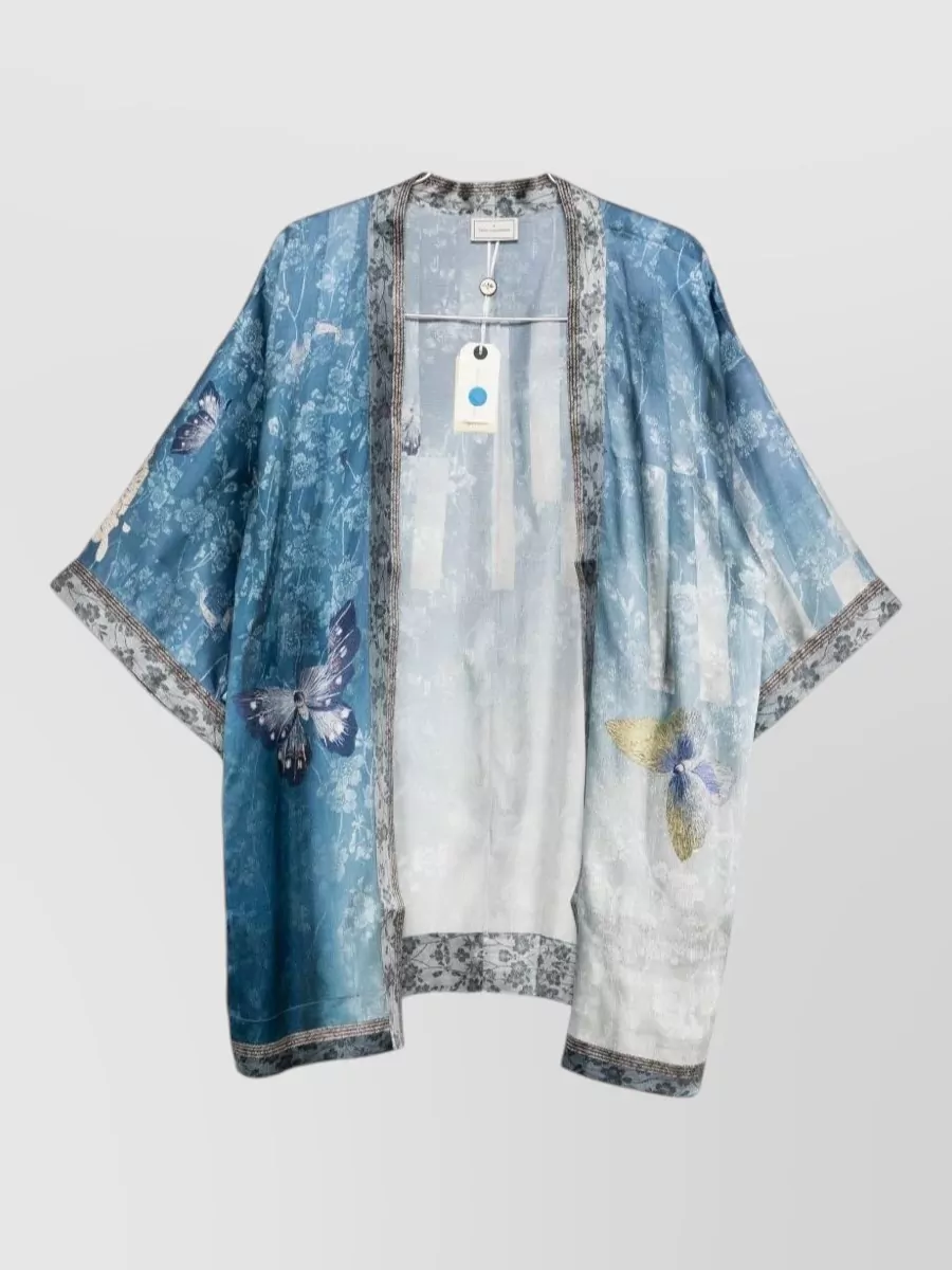 Pierre Louise Mascia Silk Printed Kimono Jacket